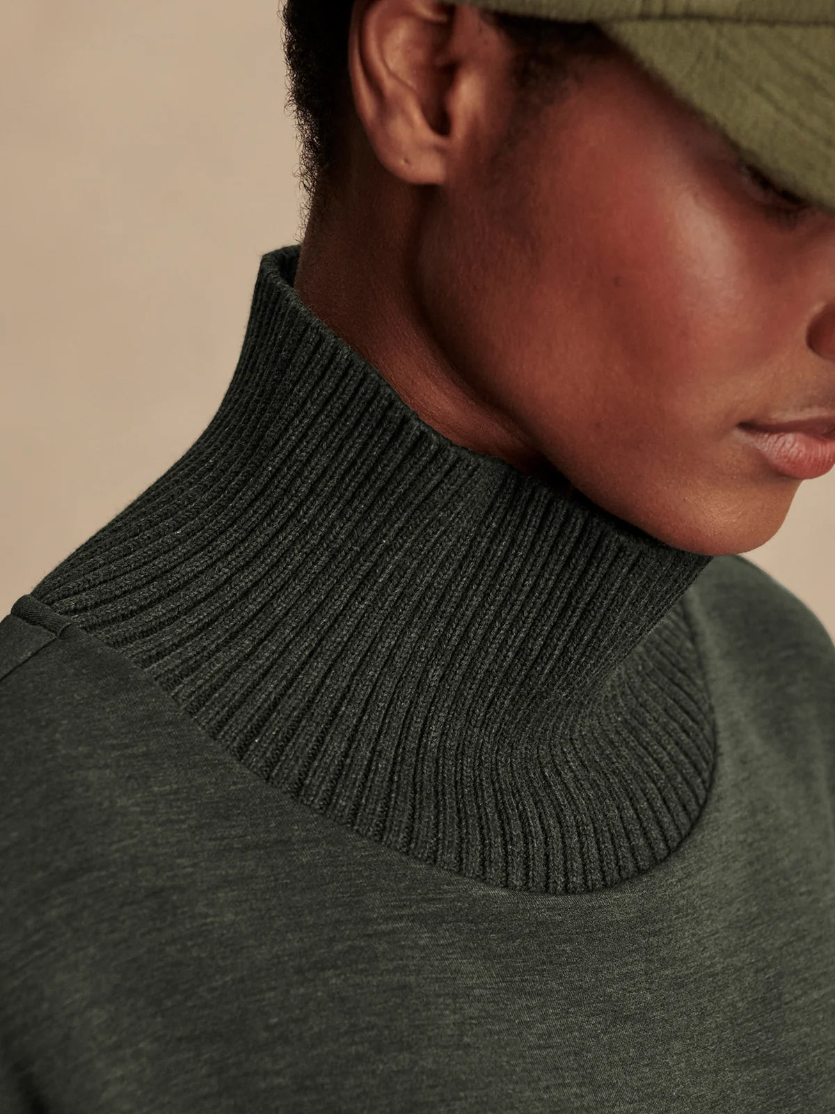 Varley Barker High Neck Sweat Olive Marl - Glebe Fashion