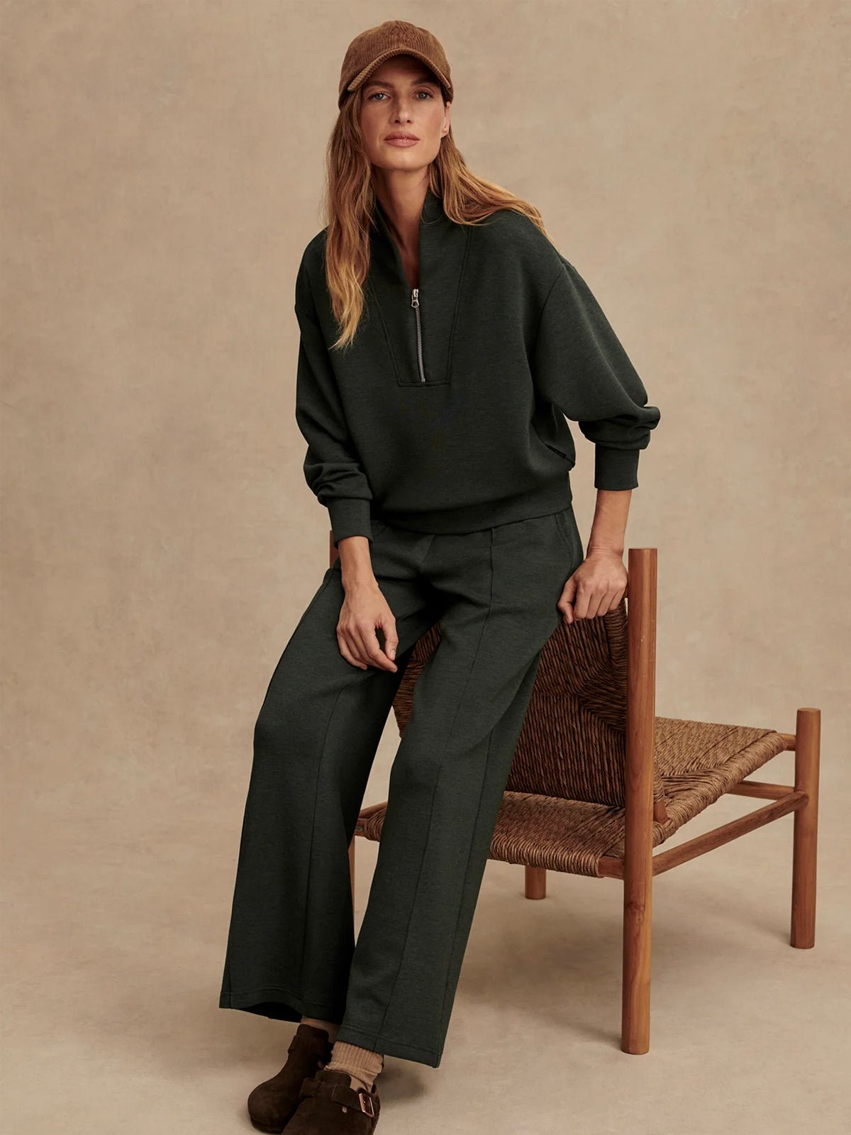 Varley Davidson Sweat Olive Marl - Glebe Fashion