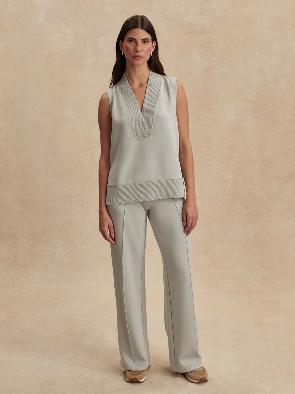 Varley Freida V Neck Tank Blue Clay - Glebe Fashion