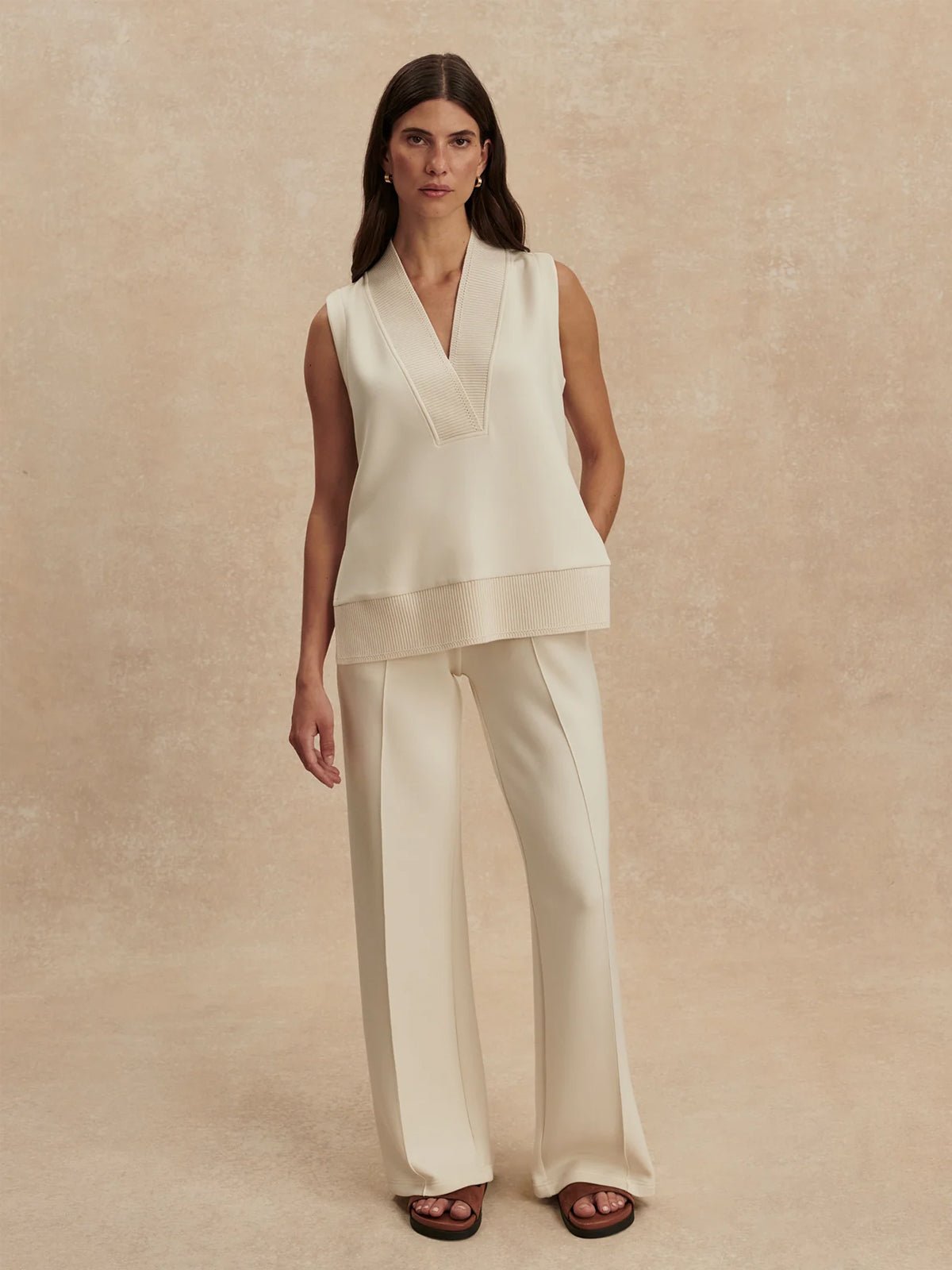 Varley Freida V Neck Tank Pristine - Glebe Fashion