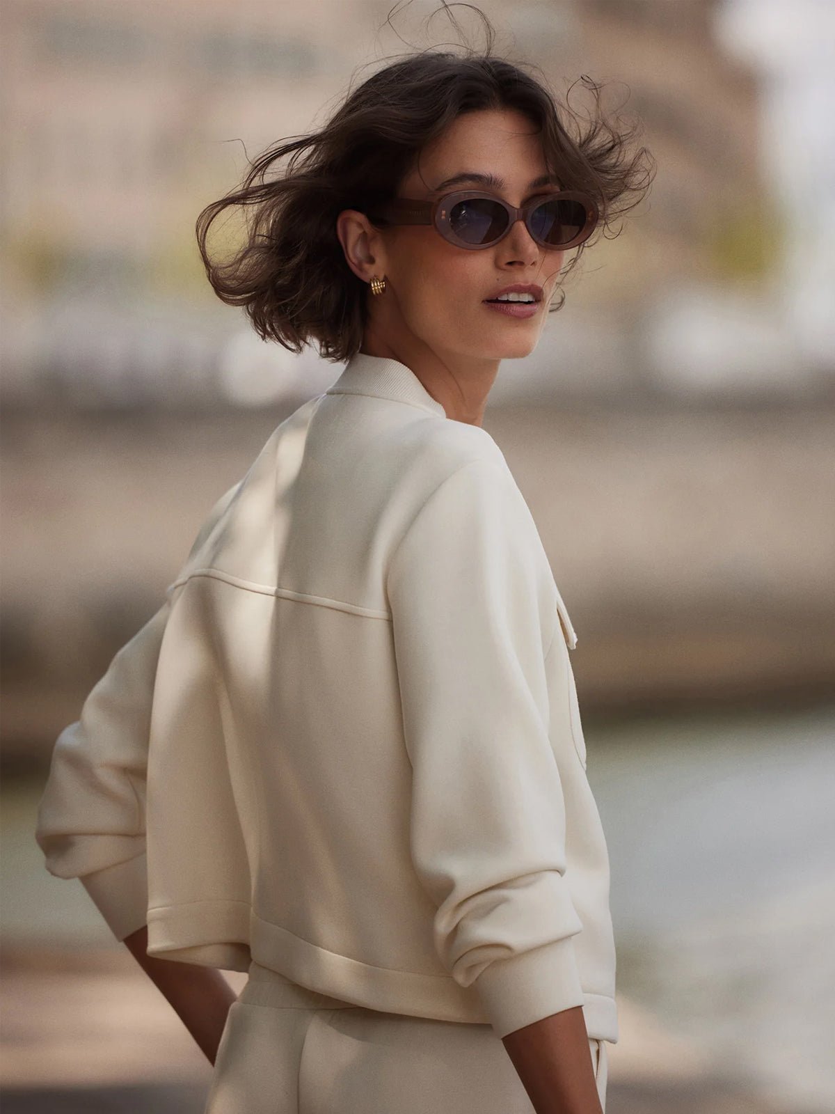 Varley Hartwell Button Through Sweat Pristine - Glebe Fashion