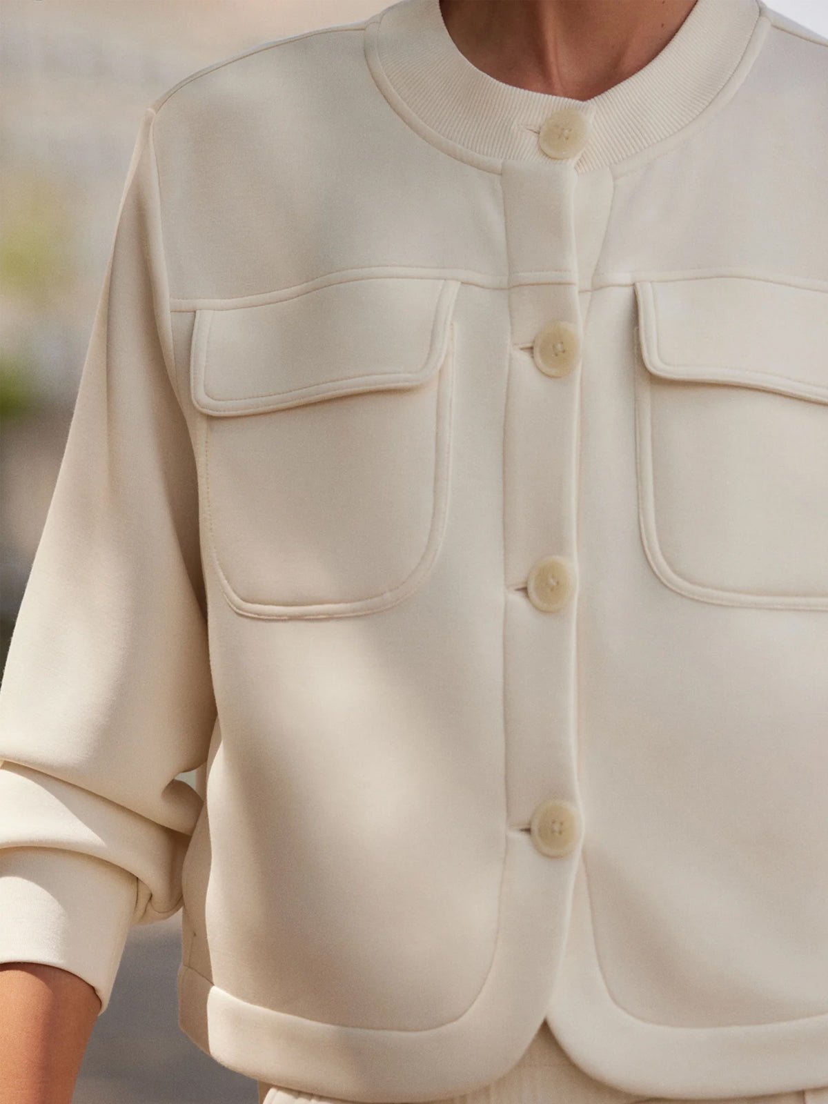 Varley Hartwell Button Through Sweat Pristine - Glebe Fashion