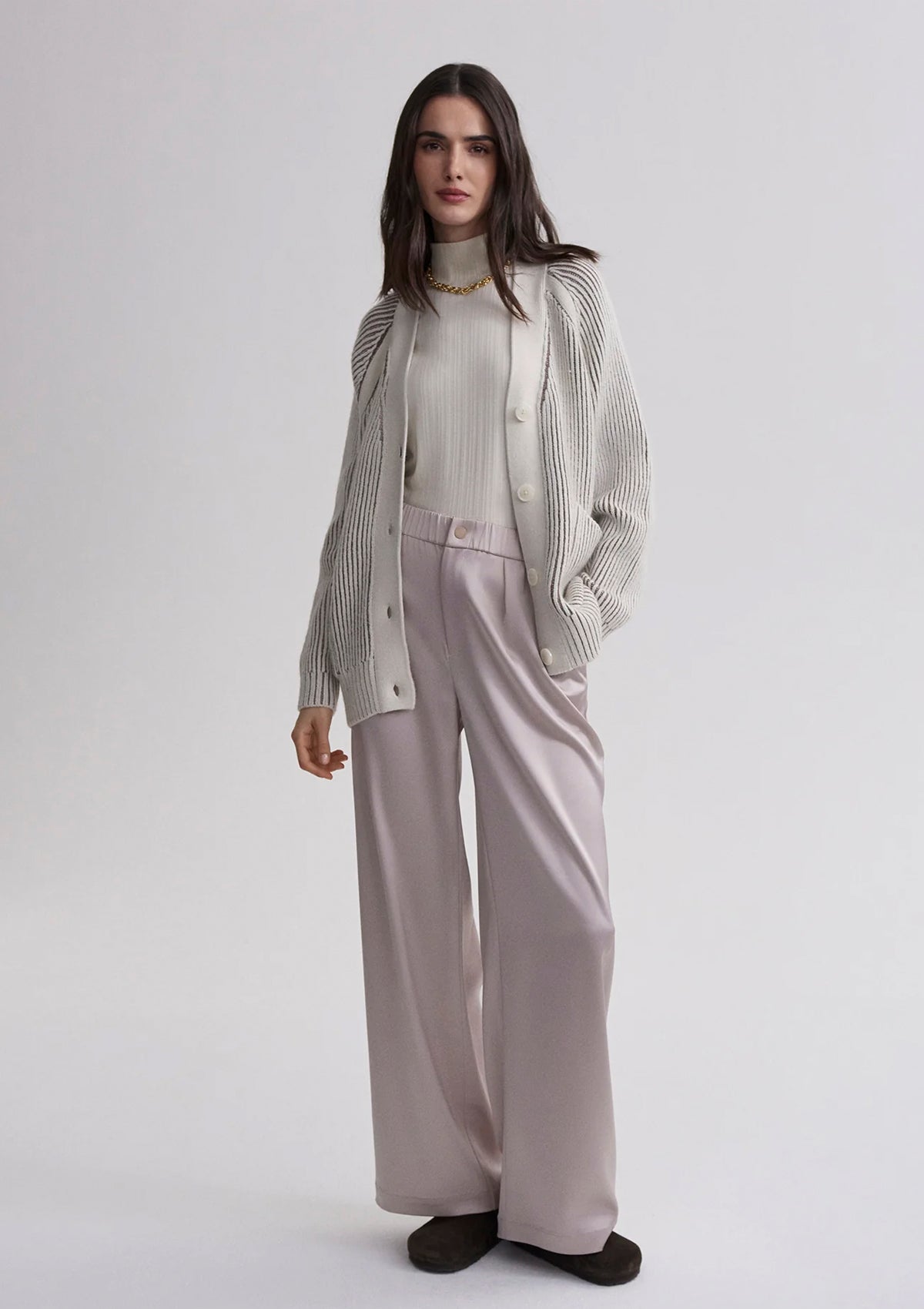 Varley Jude Plated Cardigan Birch - Glebe Fashion