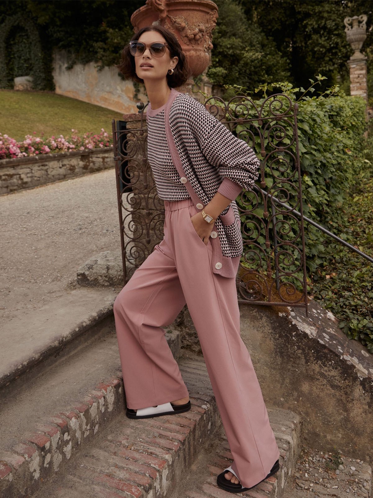 Varley Kayson Wide Trousers 32 Ash Pink - Glebe Fashion