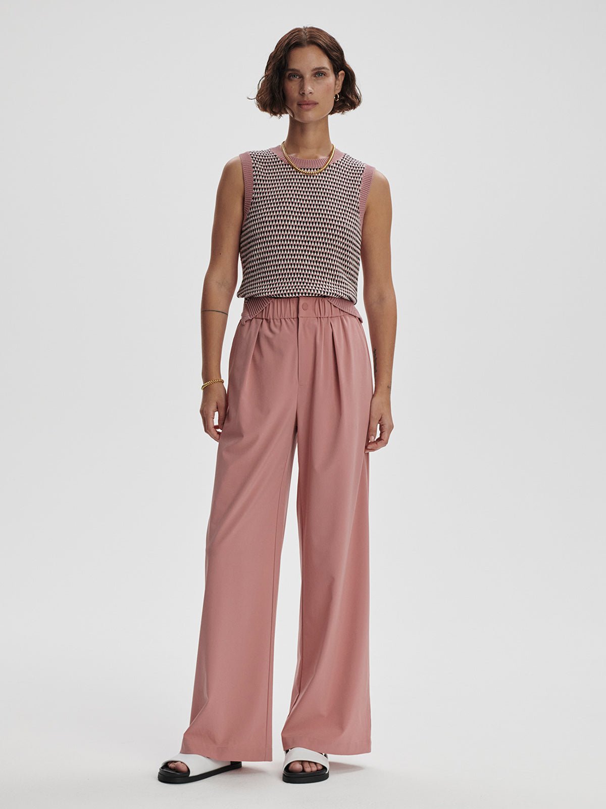 Varley Kayson Wide Trousers 32 Ash Pink - Glebe Fashion