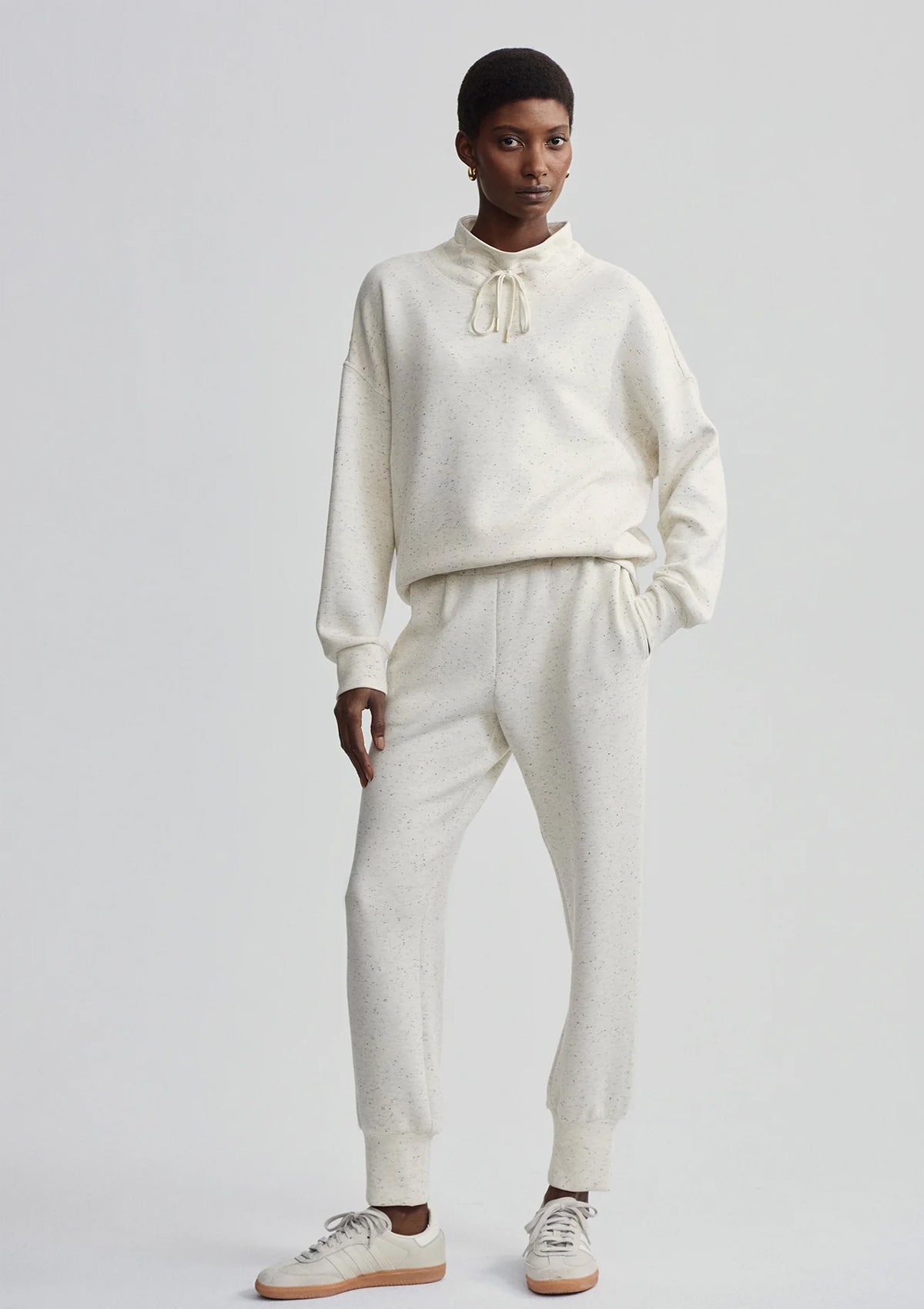 Varley Oakdale Sweat Ivory Marl Fleck - Glebe Fashion