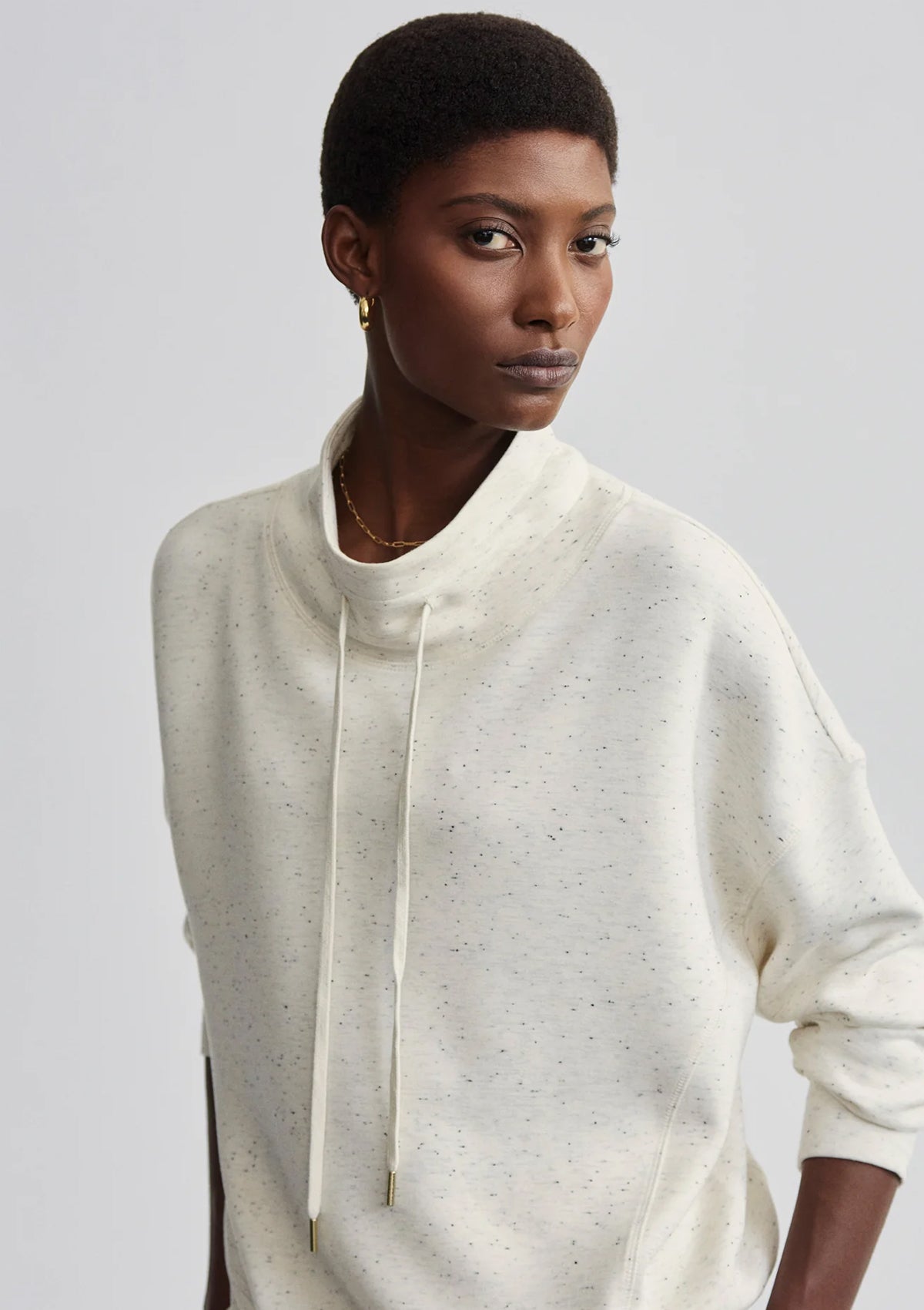 Varley Oakdale Sweat Ivory Marl Fleck - Glebe Fashion