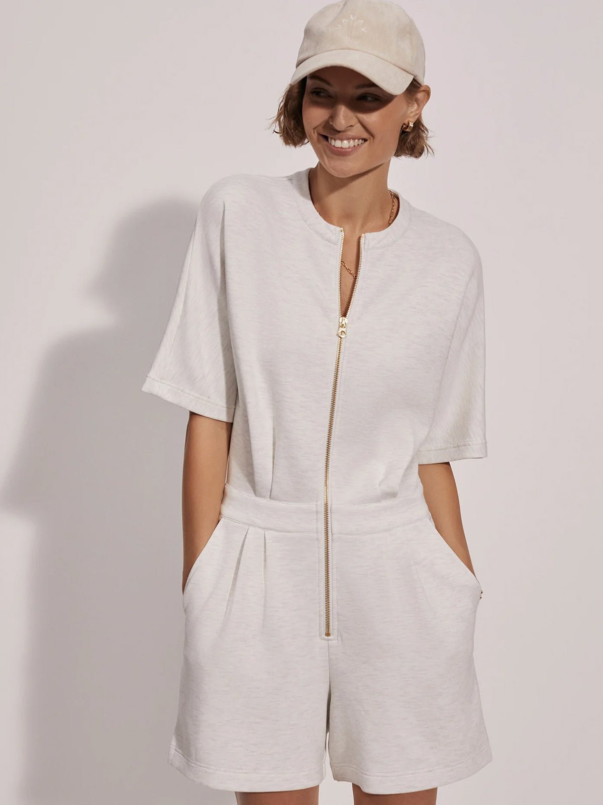 Varley Orlando Playsuit Ivory Marl - Glebe Fashion