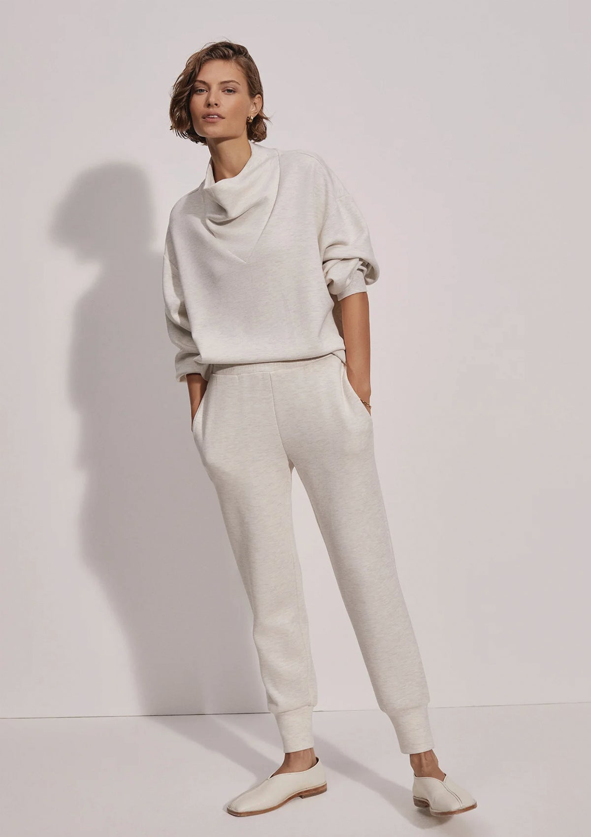 Varley Slim Cuff Pant 27.5" Ivory Marl - Glebe Fashion