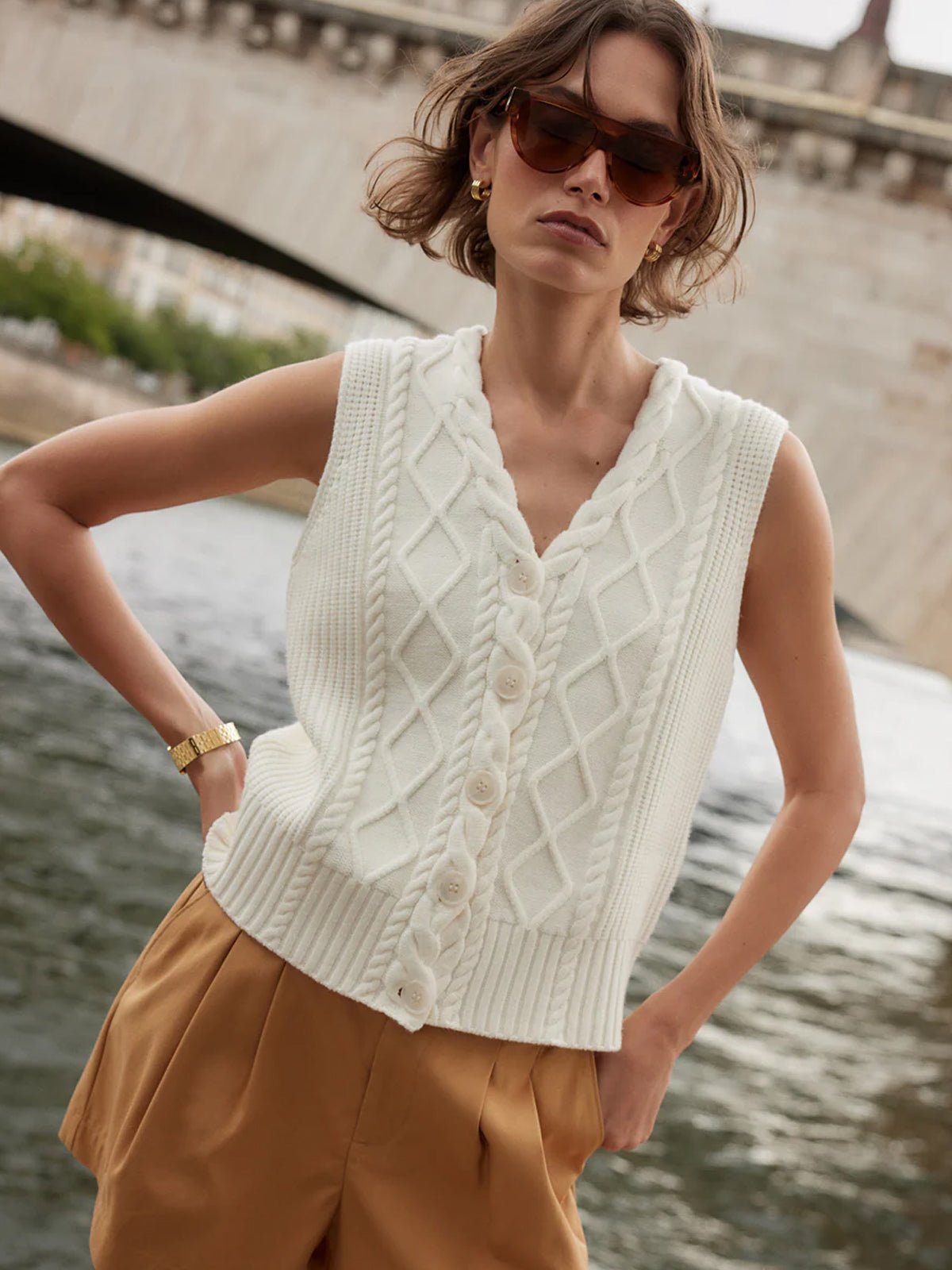 Varley Tatyana Cable Knit Vest - Glebe Fashion