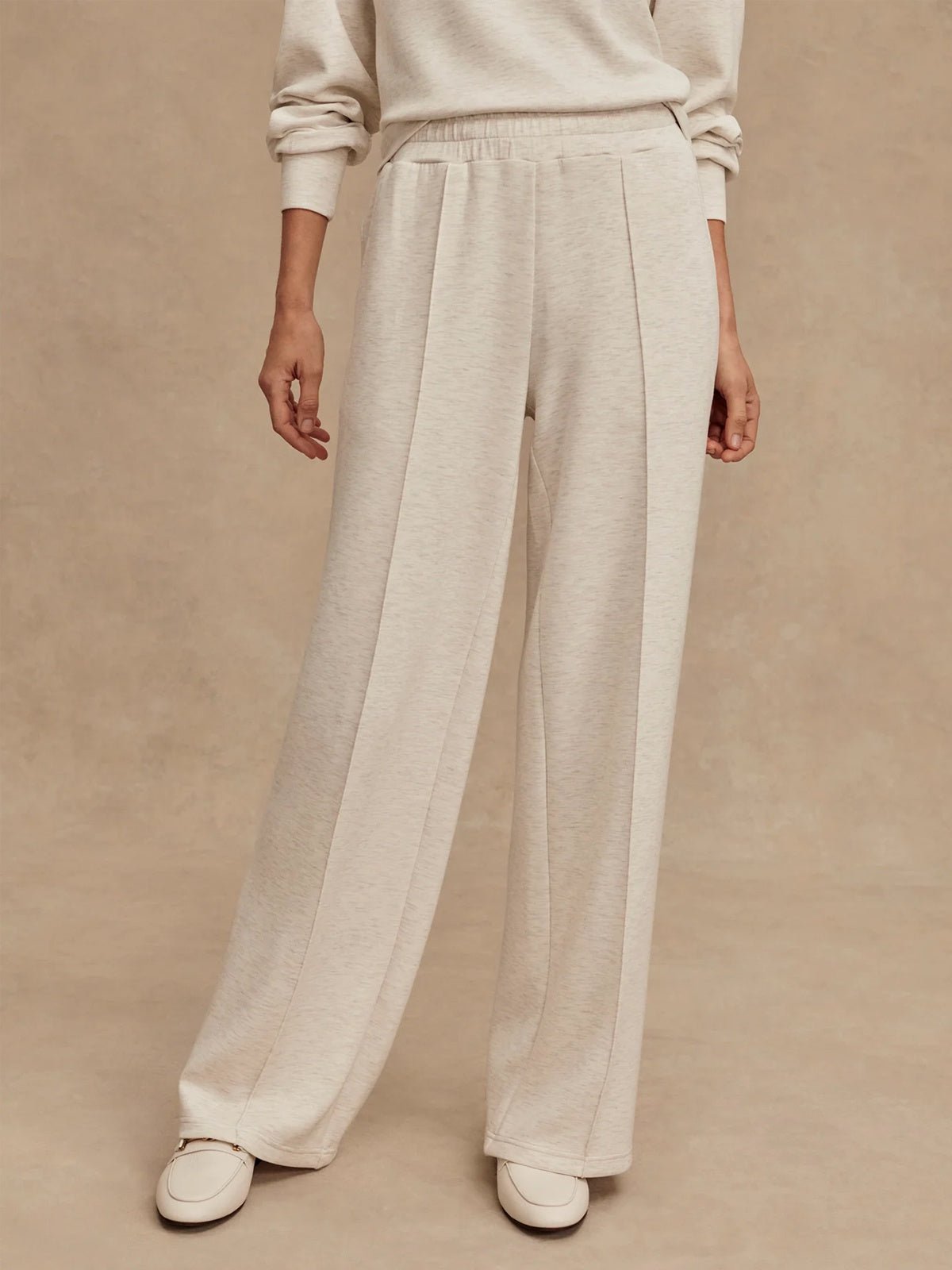 Varley The Wide Leg Pant 30 Ivory Marl - Glebe Fashion