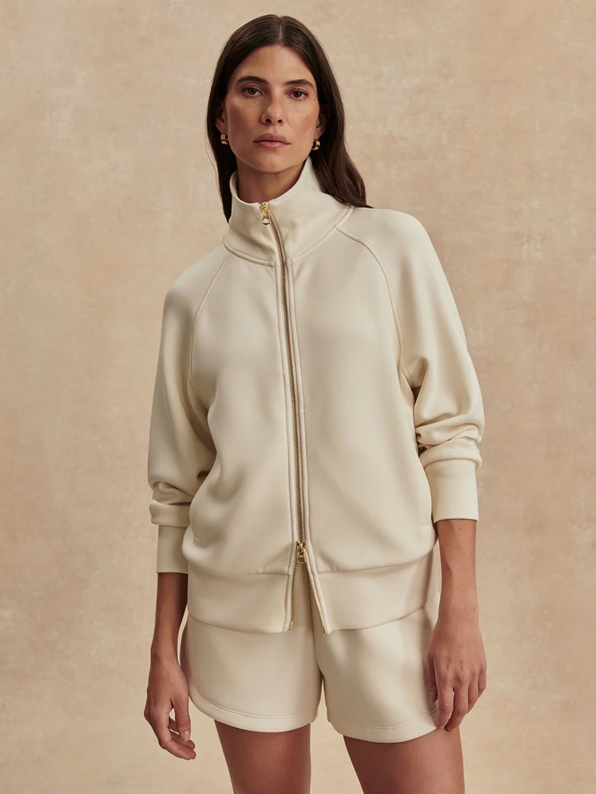 Varley Tyde Zip Through Sweat Pristine - Glebe Fashion