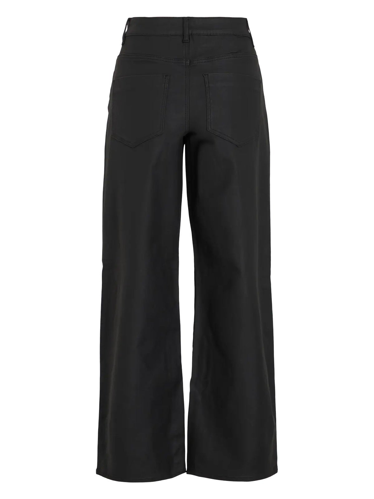 Vila Coated Wide Leg Denims Black - Glebe Fashion