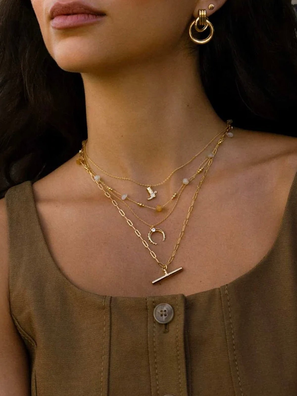 Warm Chip & Bead Necklace - Glebe Fashion