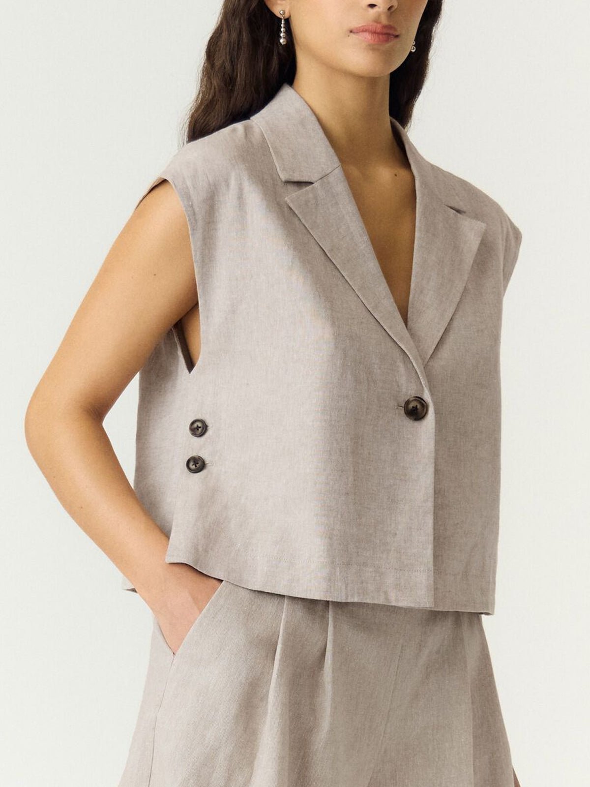 YAS Linen Blend Waistcoat - Glebe Fashion