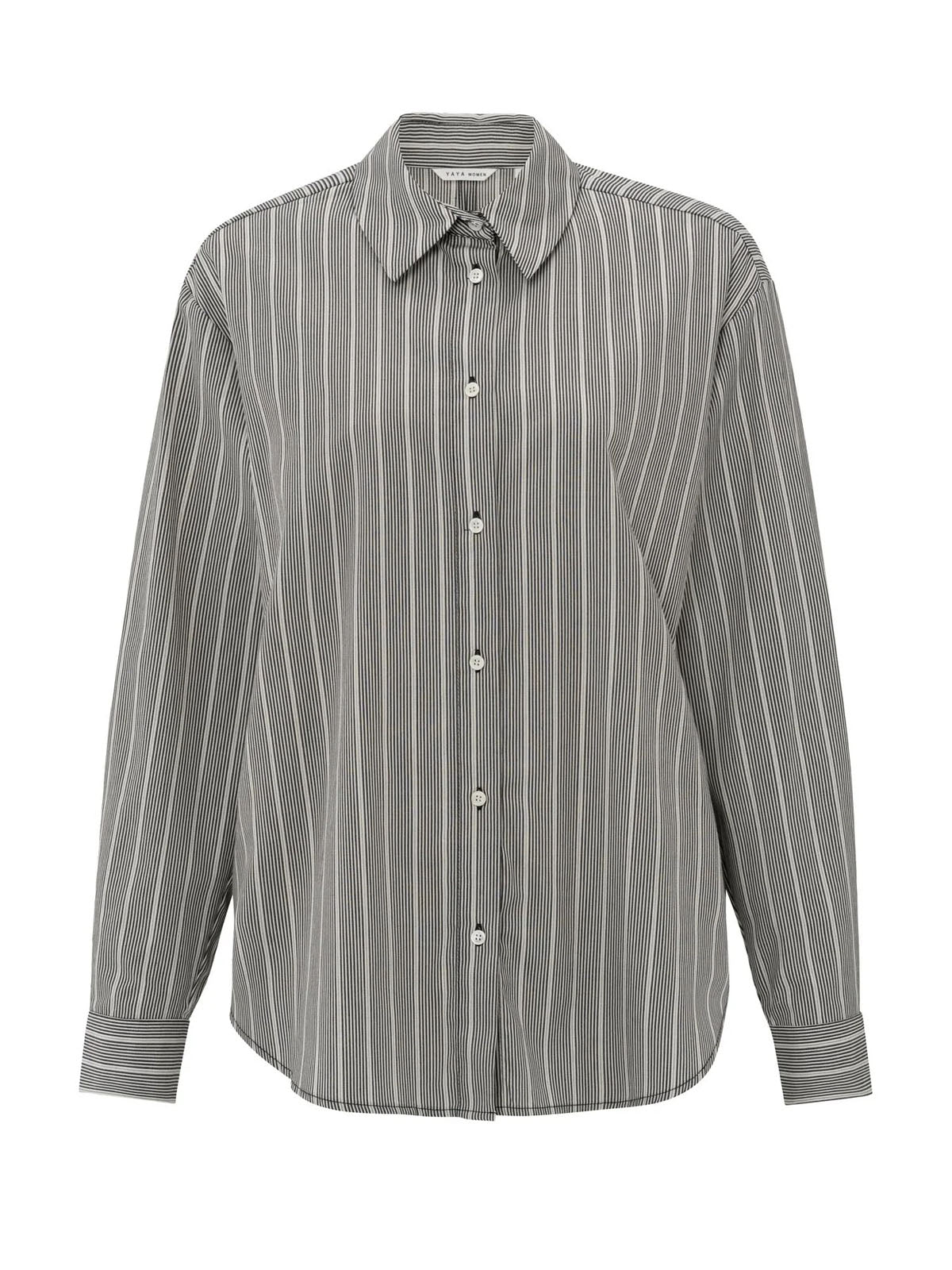 Yaya Bow Back Stripe Shirt Phantom - Glebe Fashion