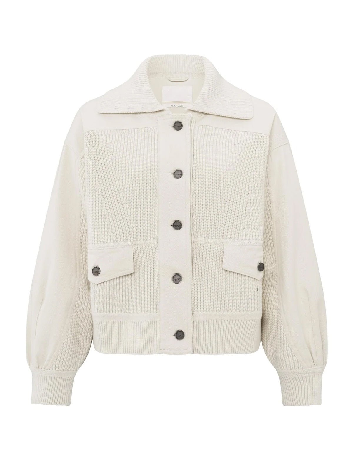 Yaya Cardigan With Textured Details Off White - Glebe Fashion