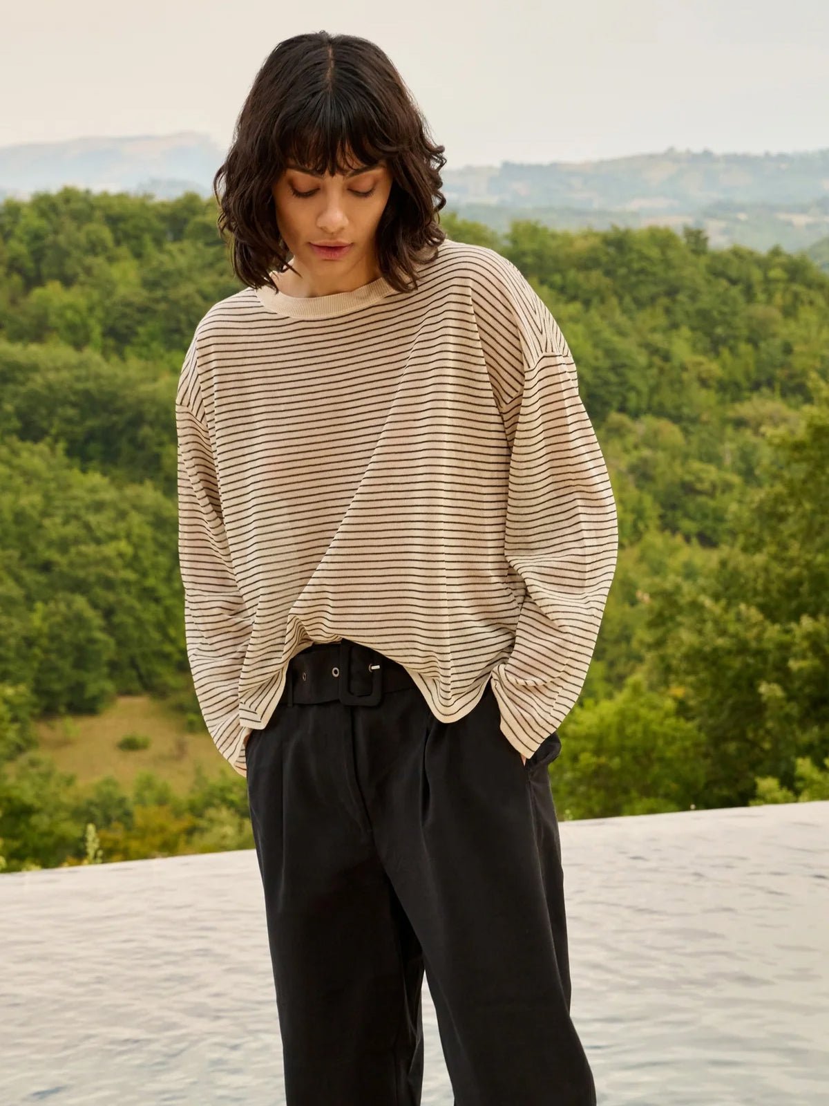 YAYA Fine Knit Stripe Sweater - Glebe Fashion