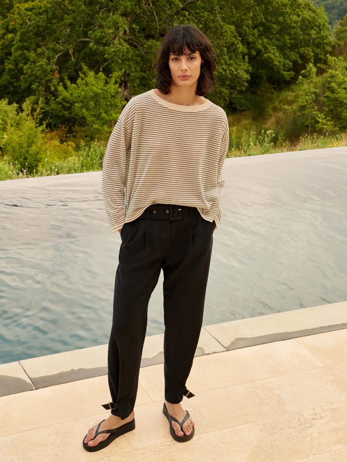 YAYA Fine Knit Stripe Sweater - Glebe Fashion