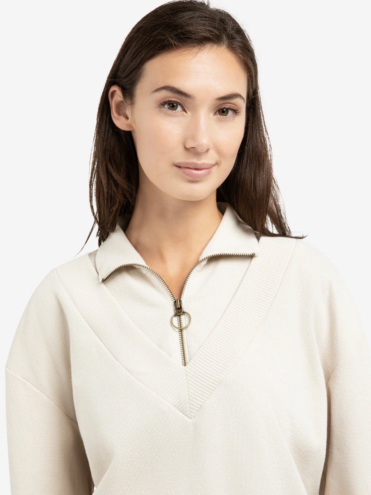 YAYA Half Zip Sweater Beige - Glebe Fashion