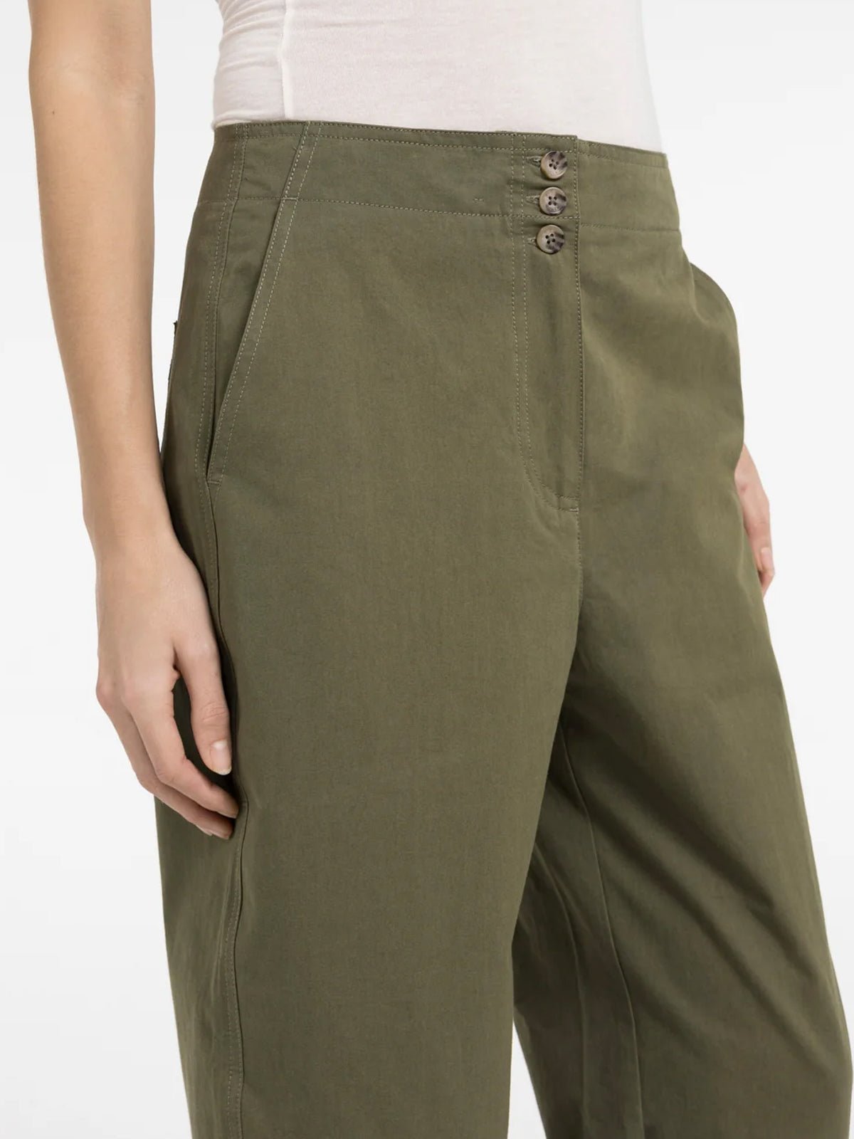 YAYA High Waist Barrel Trousers Army Green - Glebe Fashion
