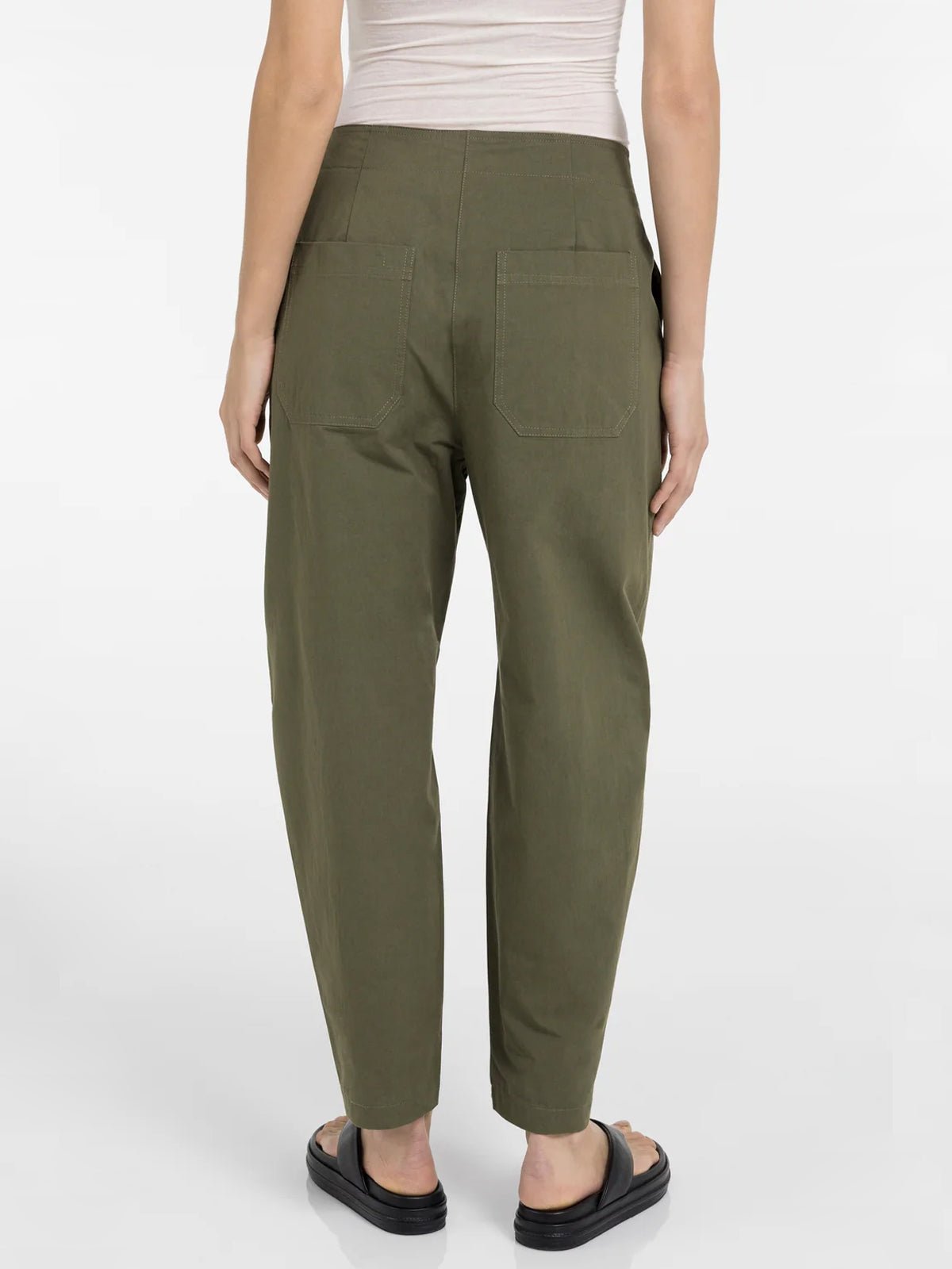 YAYA High Waist Barrel Trousers Army Green - Glebe Fashion