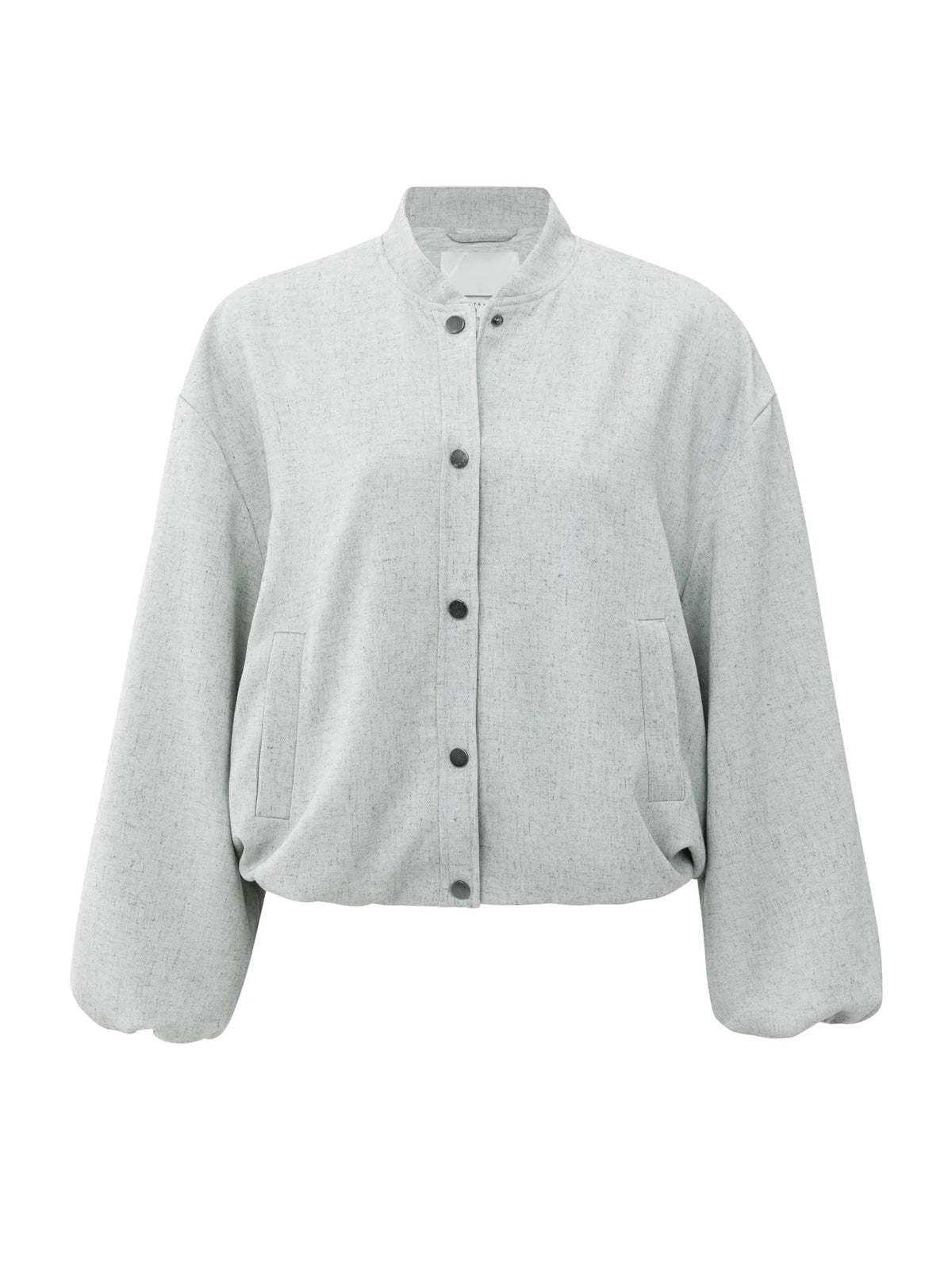 YAYA Jacket With Balloon Shape And Snap Buttons Grey - Glebe Fashion