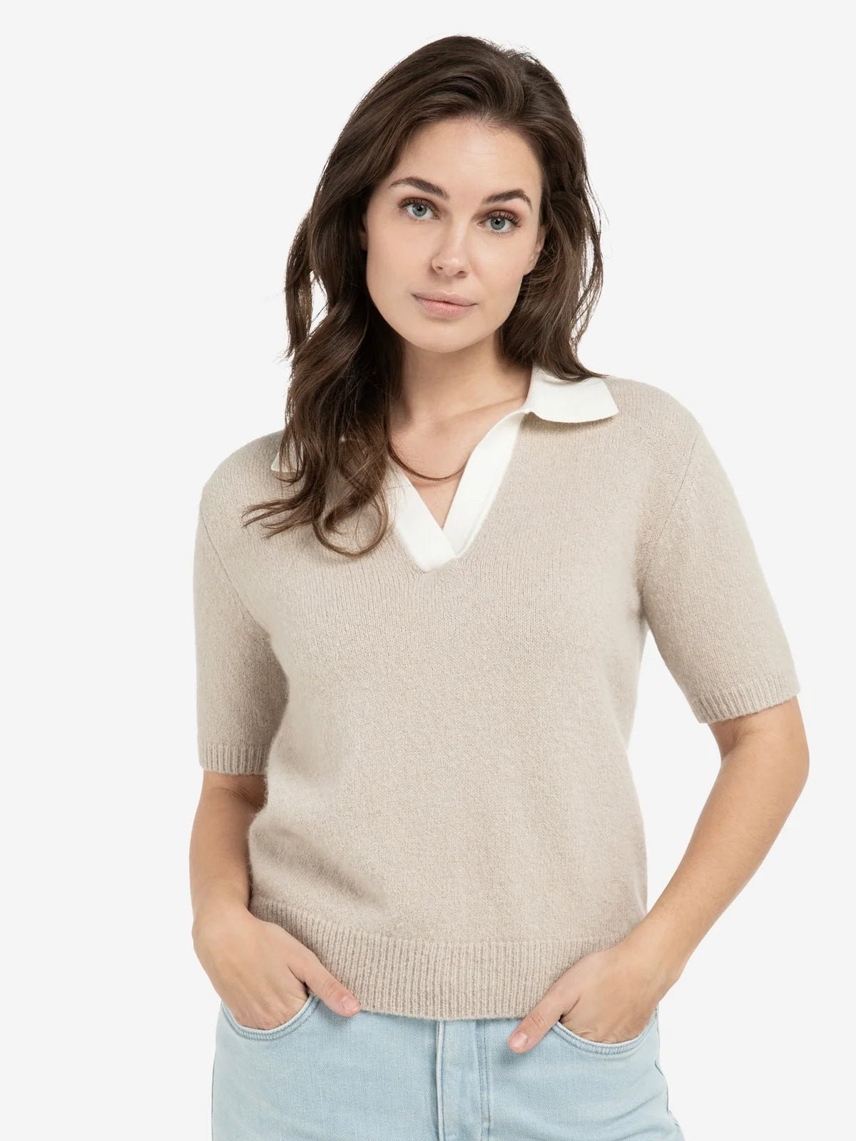 YAYA Knitted Short Sleeve Sweater - Glebe Fashion