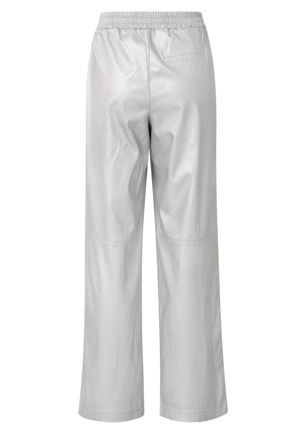 Yaya Metallic Faux Leather Trousers Silver - Glebe Fashion