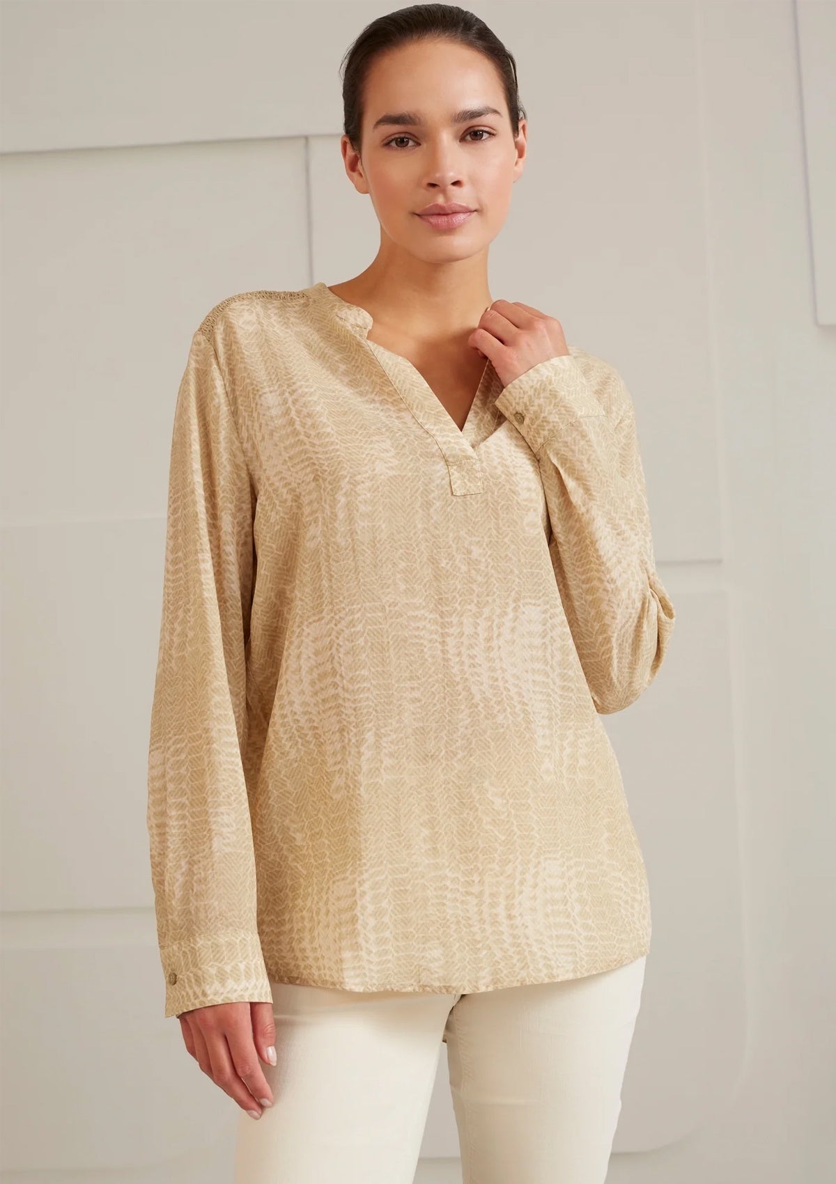 YAYA Muted Snake Print Long Sleeve Top - Glebe Fashion