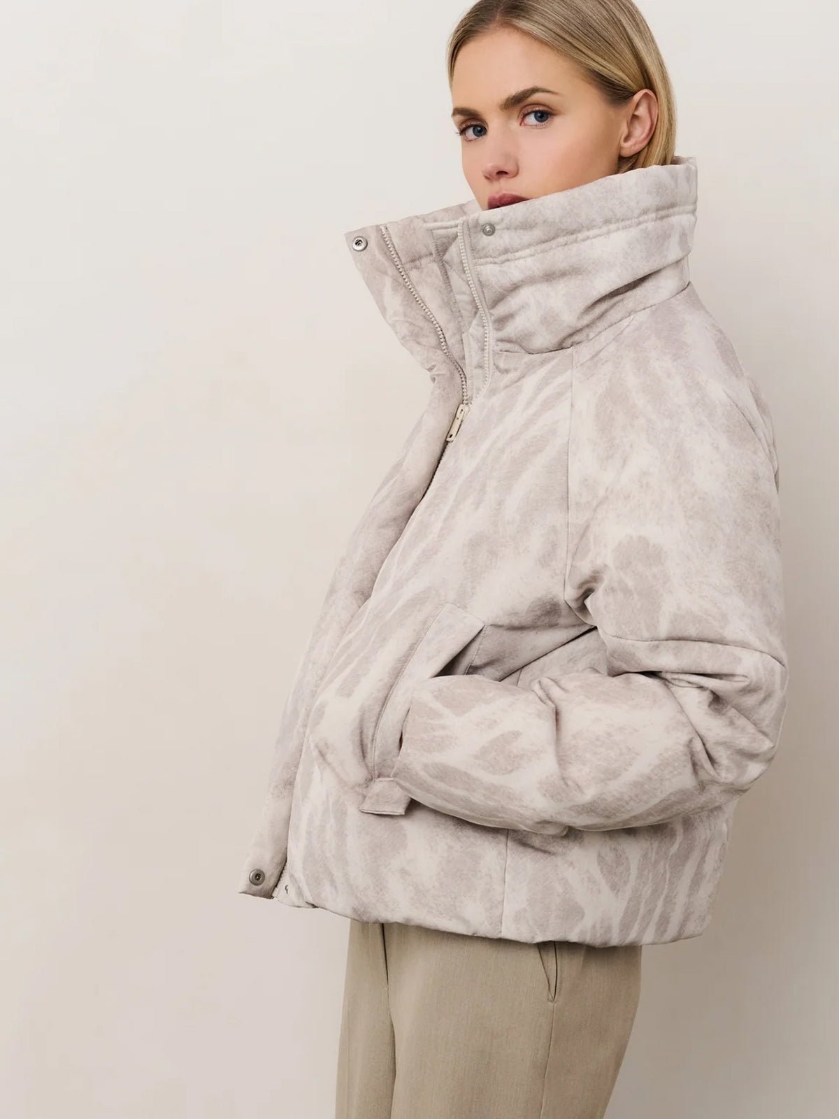 YAYA Padded Jacket With Abstract All Over Print - Glebe Fashion