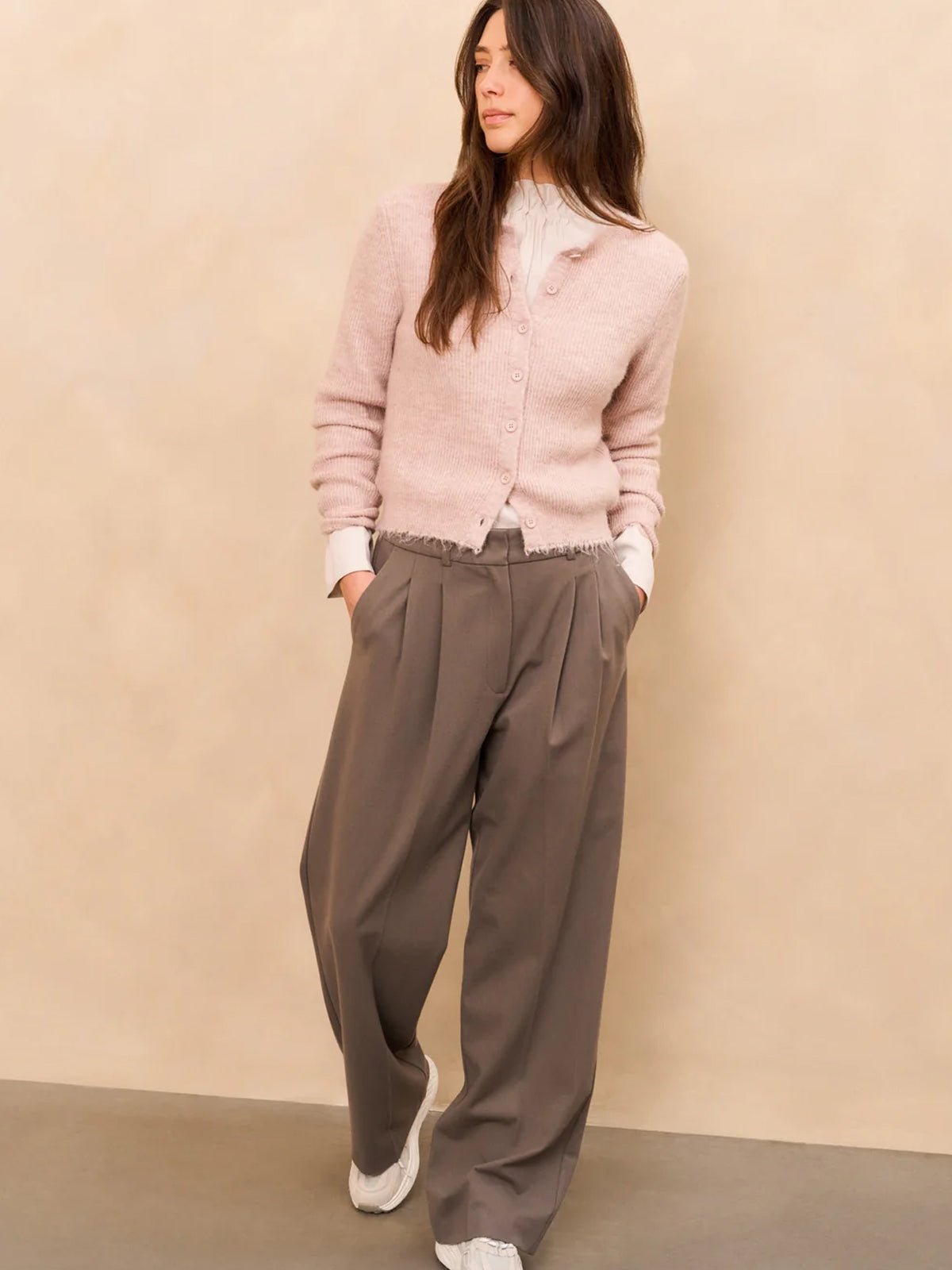 YAYA Ruffled High Neck Top White - Glebe Fashion