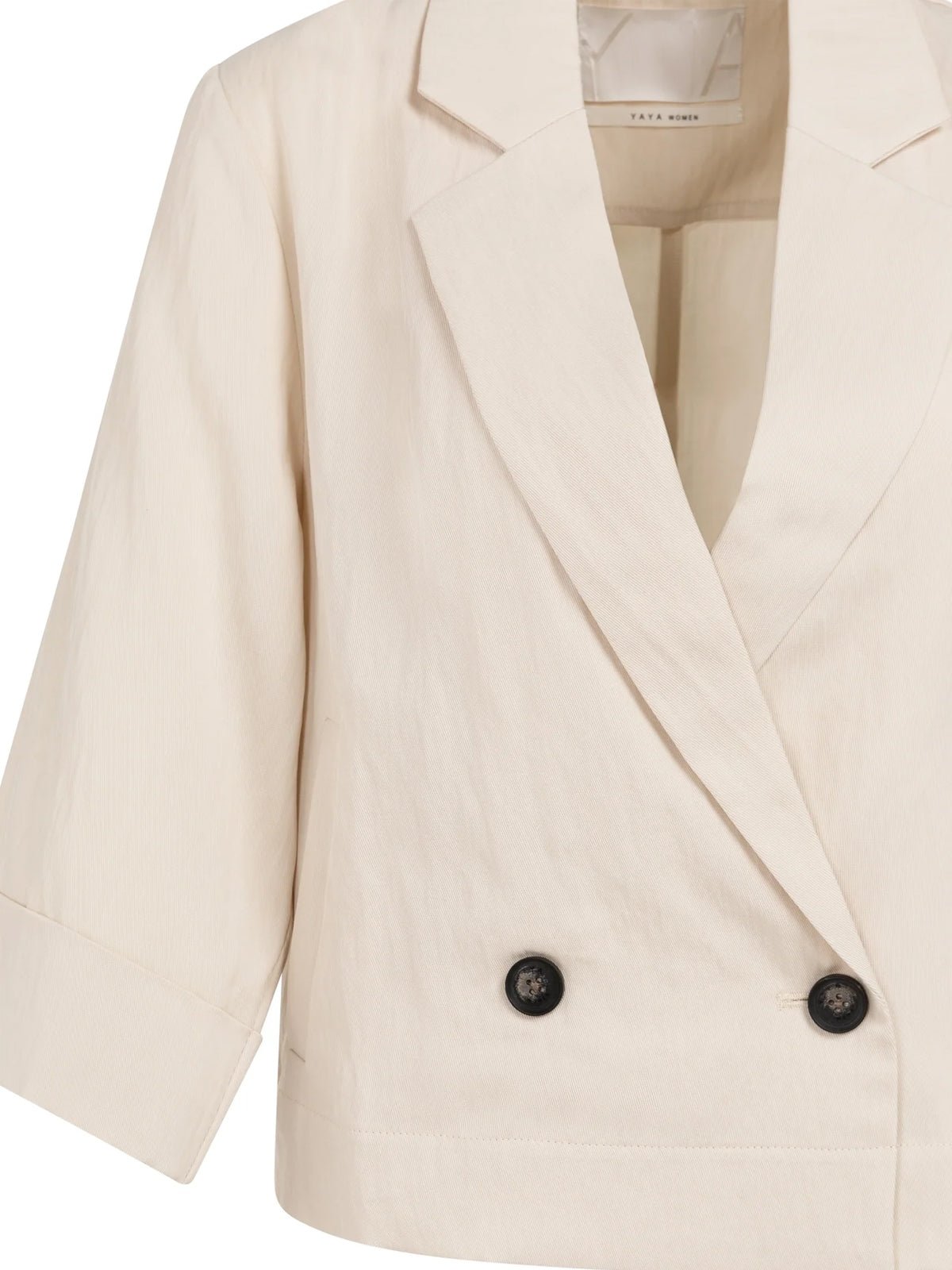 YAYA Short Blazer With Kimono Sleeves Creme White - Glebe Fashion