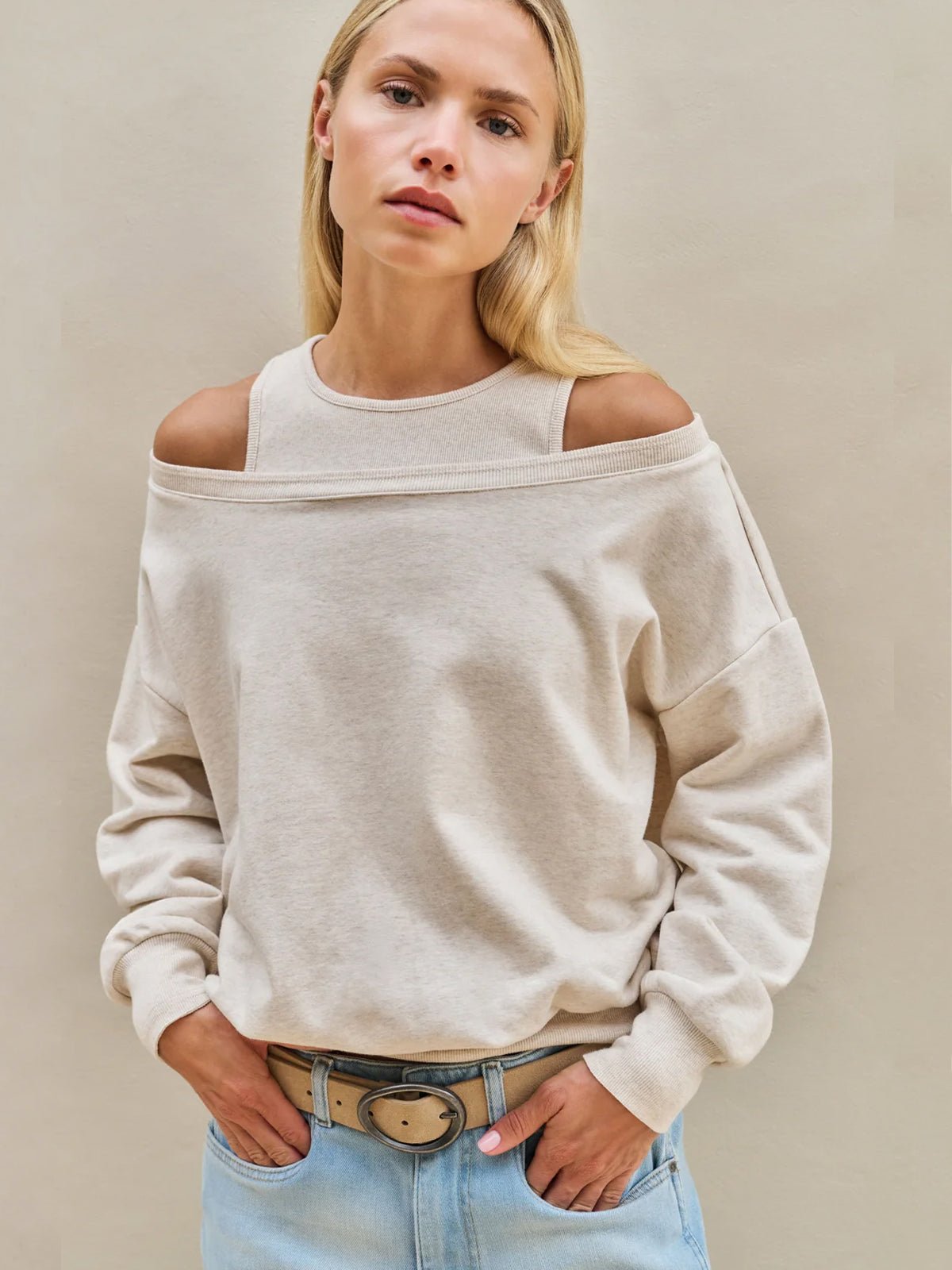 YAYA Sweatshirt With Layered Detail - Glebe Fashion
