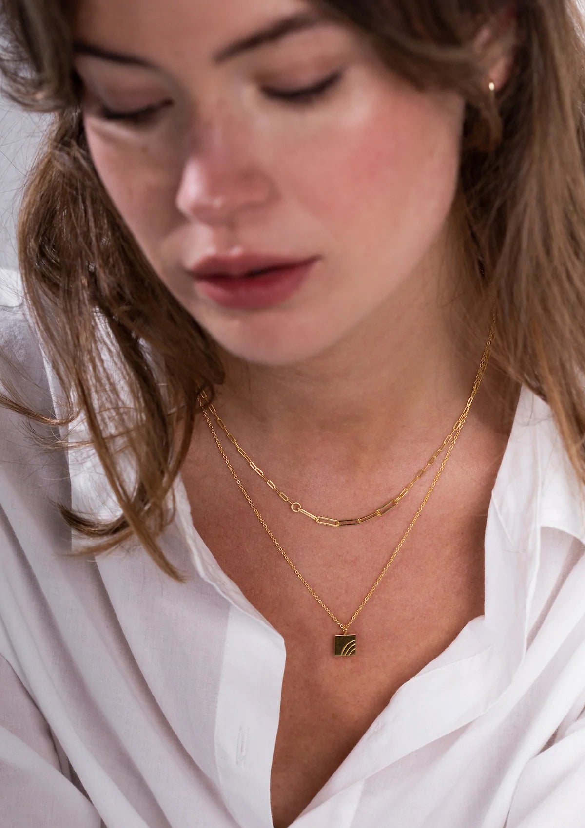 One & Eight Gold Paperclip Necklace