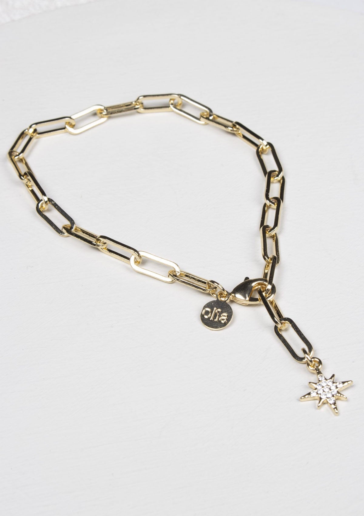 Olia Paperclip Chain Sparkle Bracelet Gold