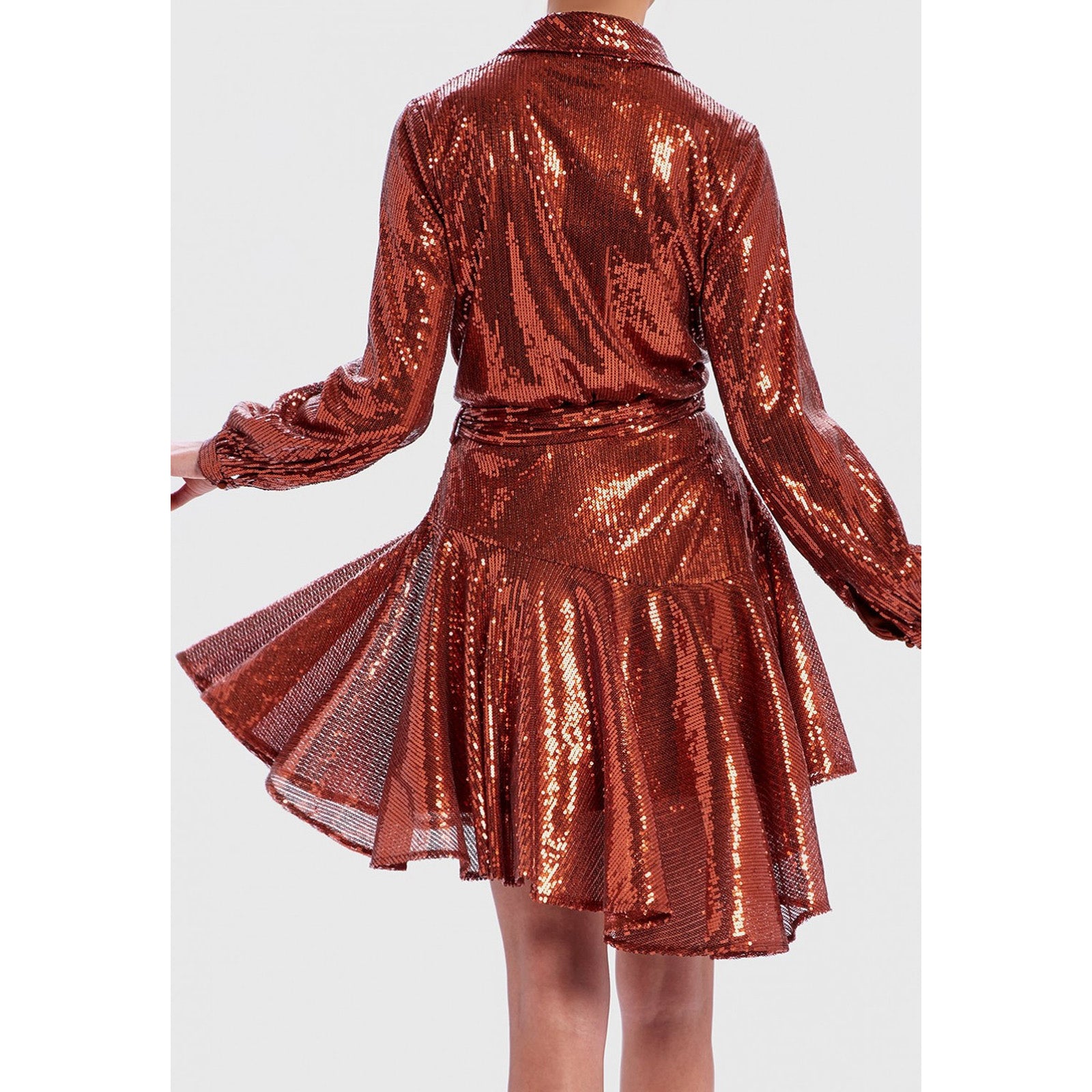 Forever Unique Yolanda Sequin Wrap Dress Rust