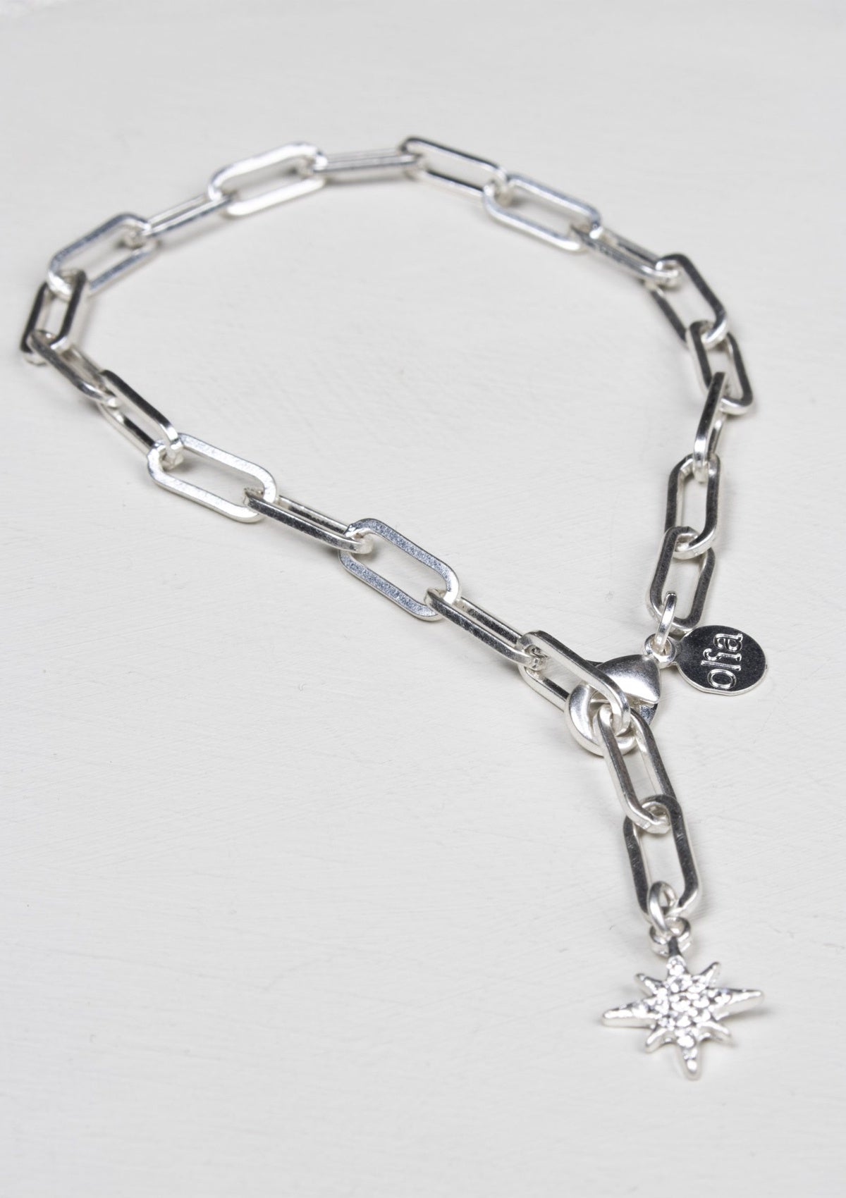 Olia Paperclip Chain Sparkle Bracelet Silver