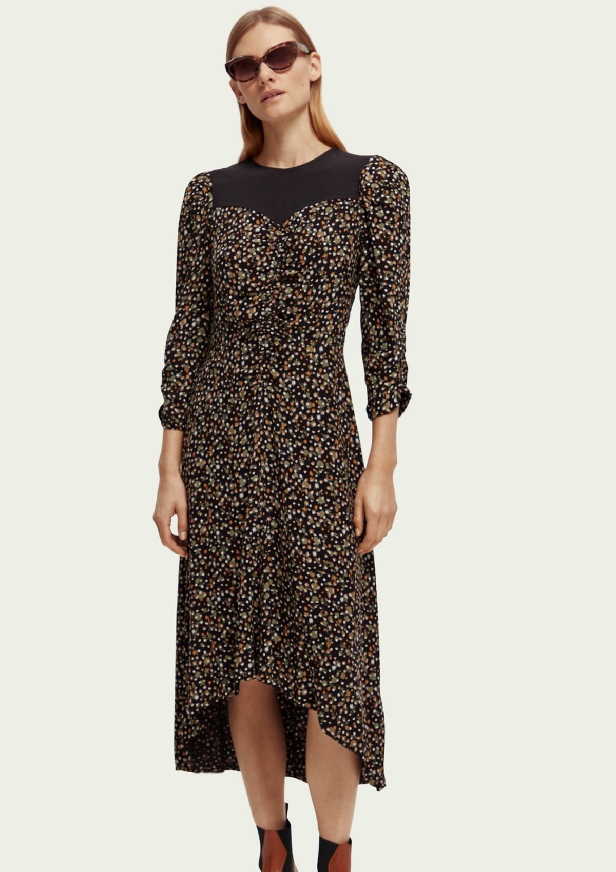 Scotch & Soda High Low Hem Cinnamon Spice Dress - Glebe Fashion