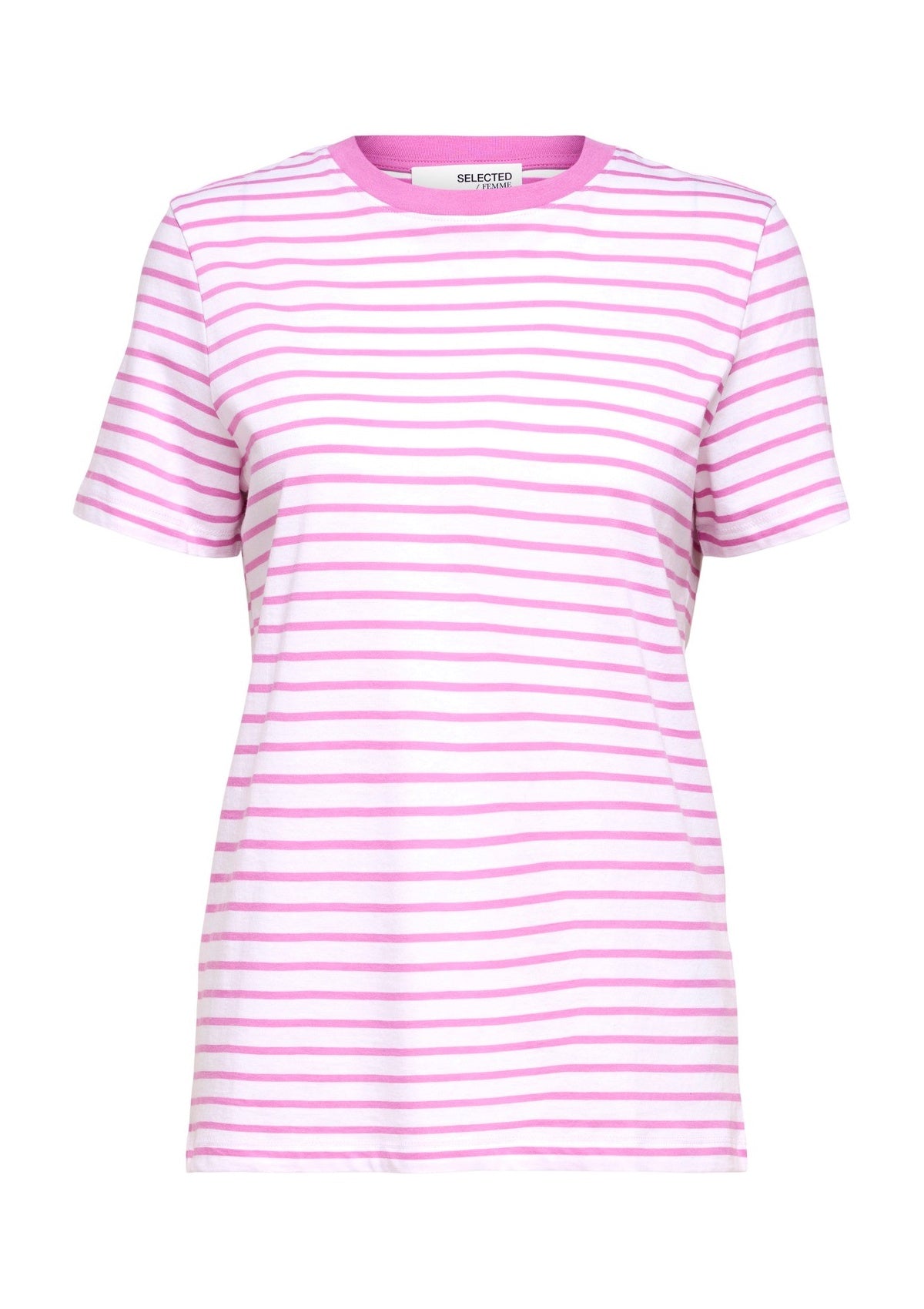 Selected Femme Pink Stripe Tee Cyclamen - Glebe Fashion