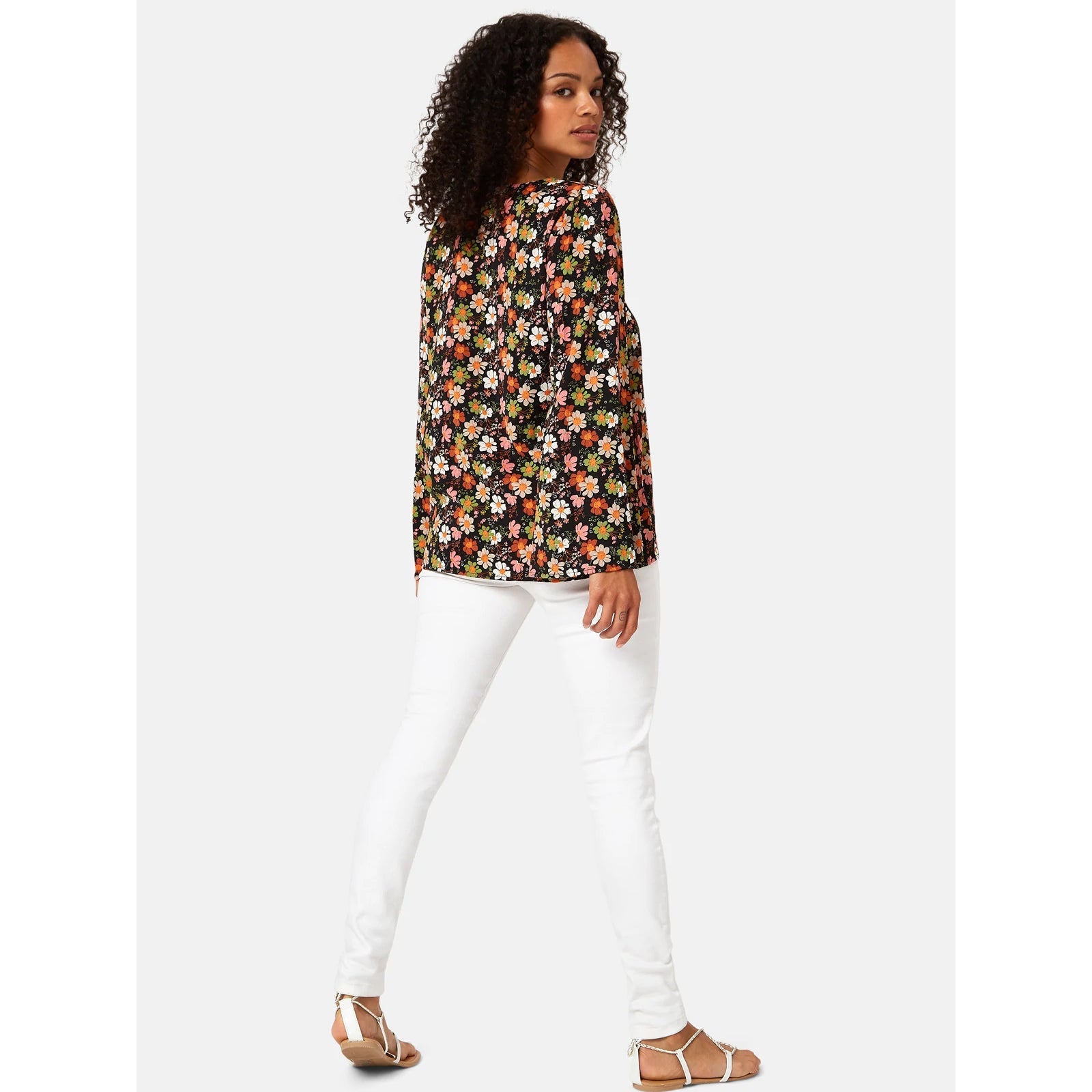 Traffic People Pieta Top Black Floral Print - Glebe Fashion