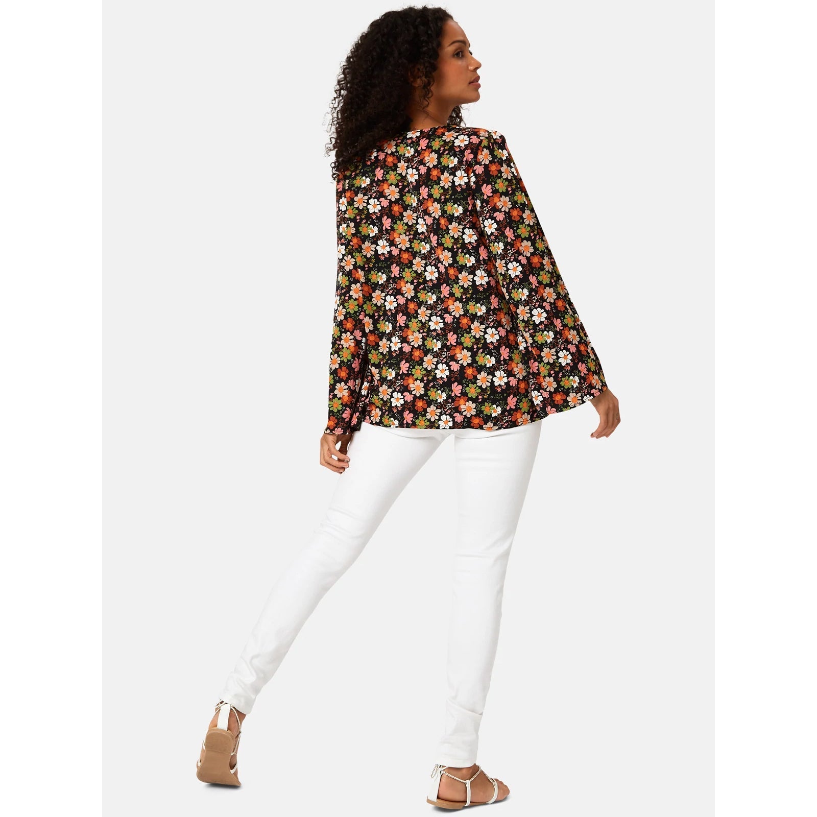 Traffic People Pieta Top Black Floral Print - Glebe Fashion