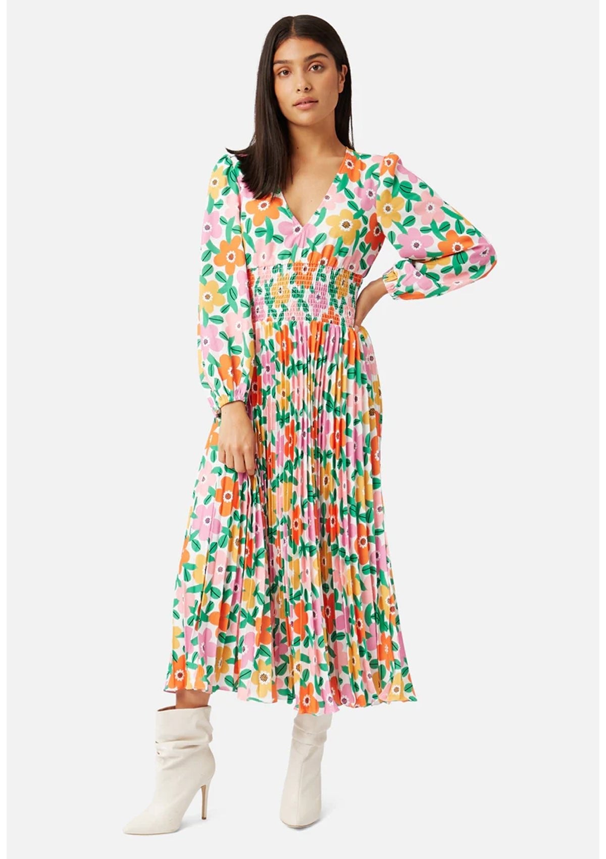 Traffic People White Floral Aurora Dress - Glebe Fashion