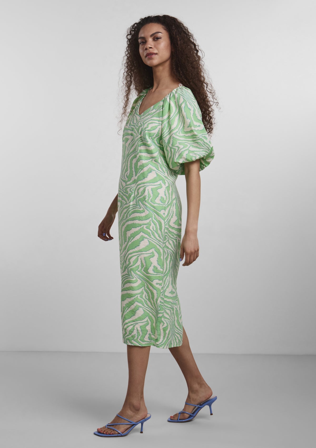 YAS Zebena Green Midi Dress - Glebe Fashion