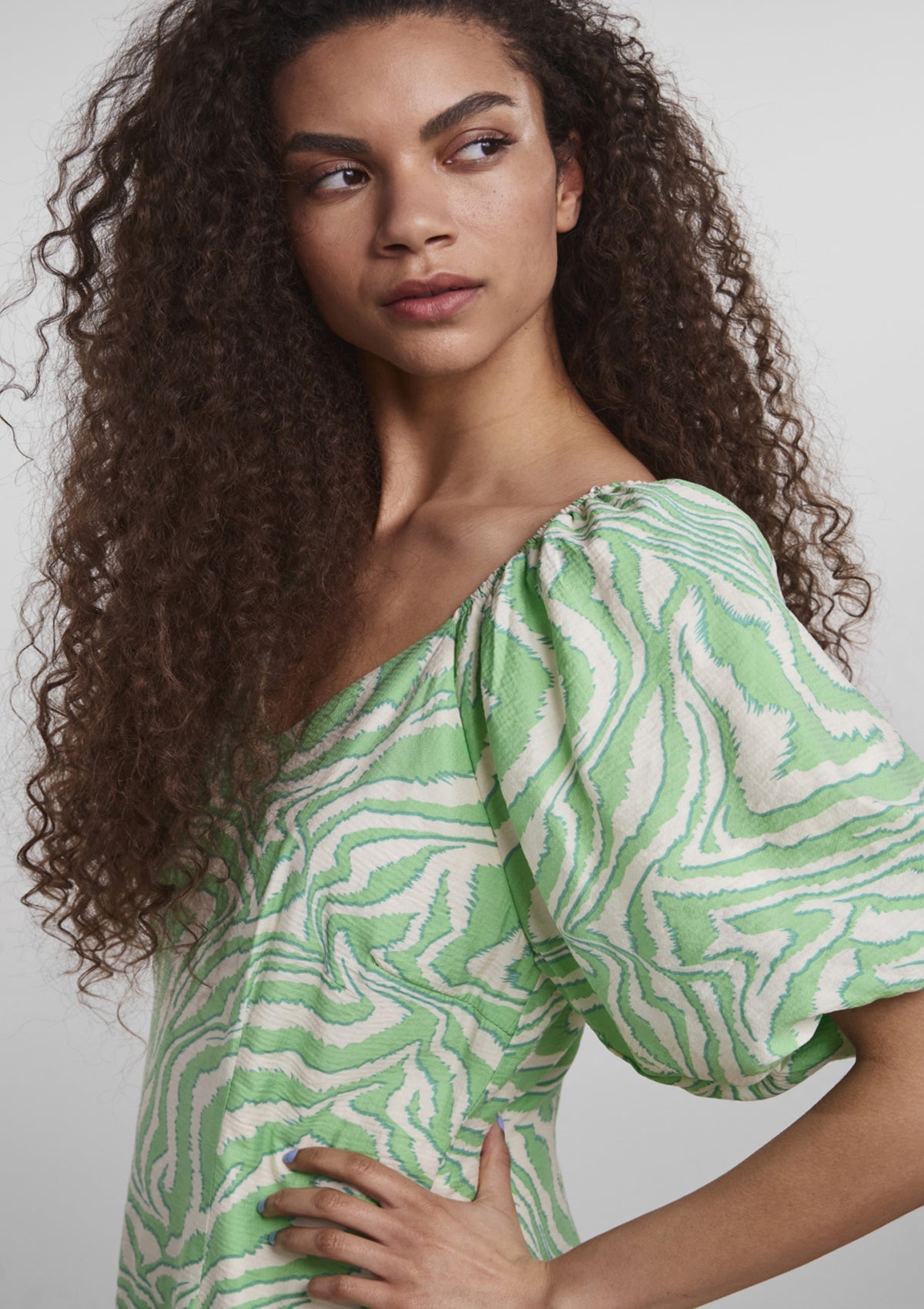 YAS Zebena Green Midi Dress - Glebe Fashion